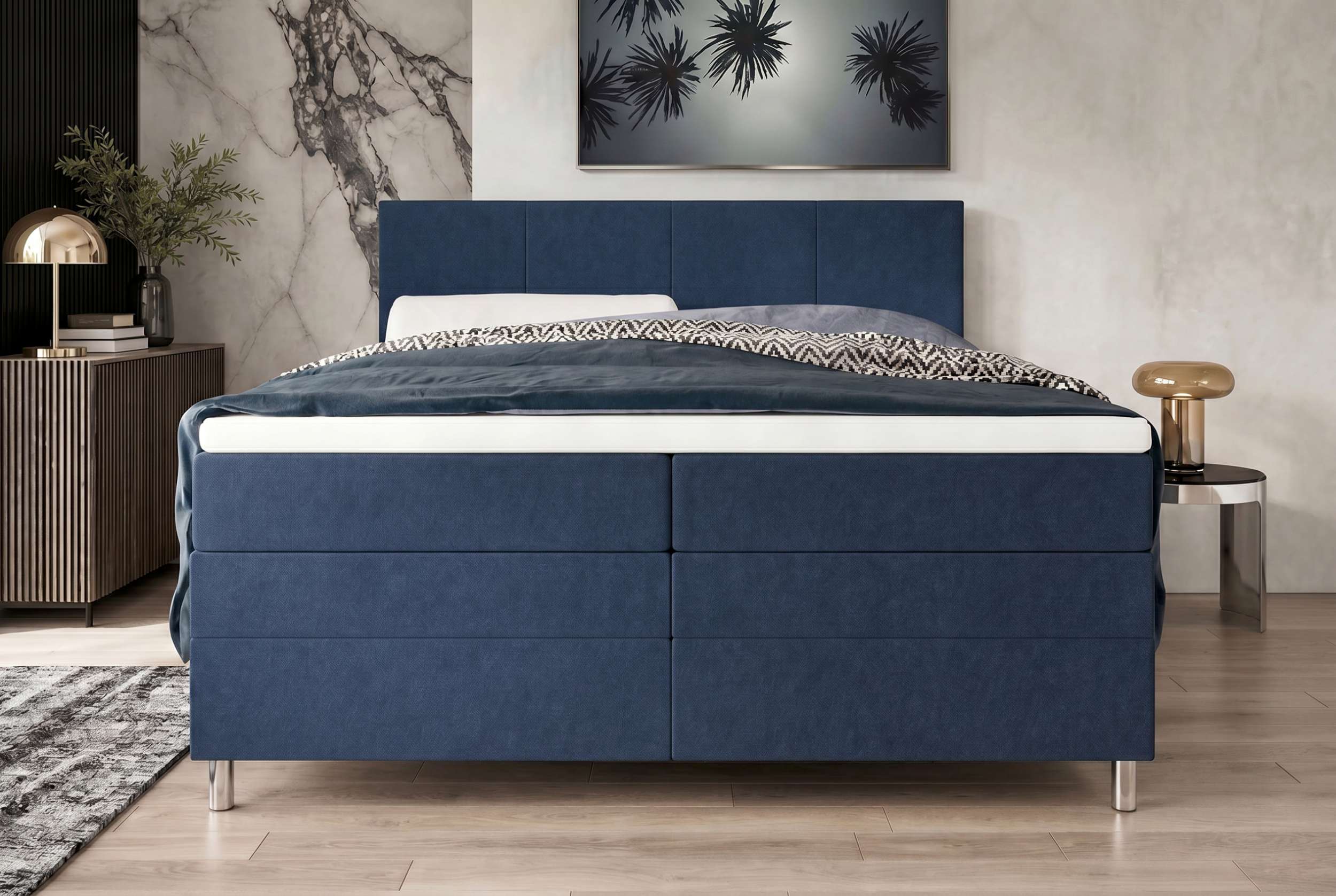 Boxspringbett Celina Dunkelblau