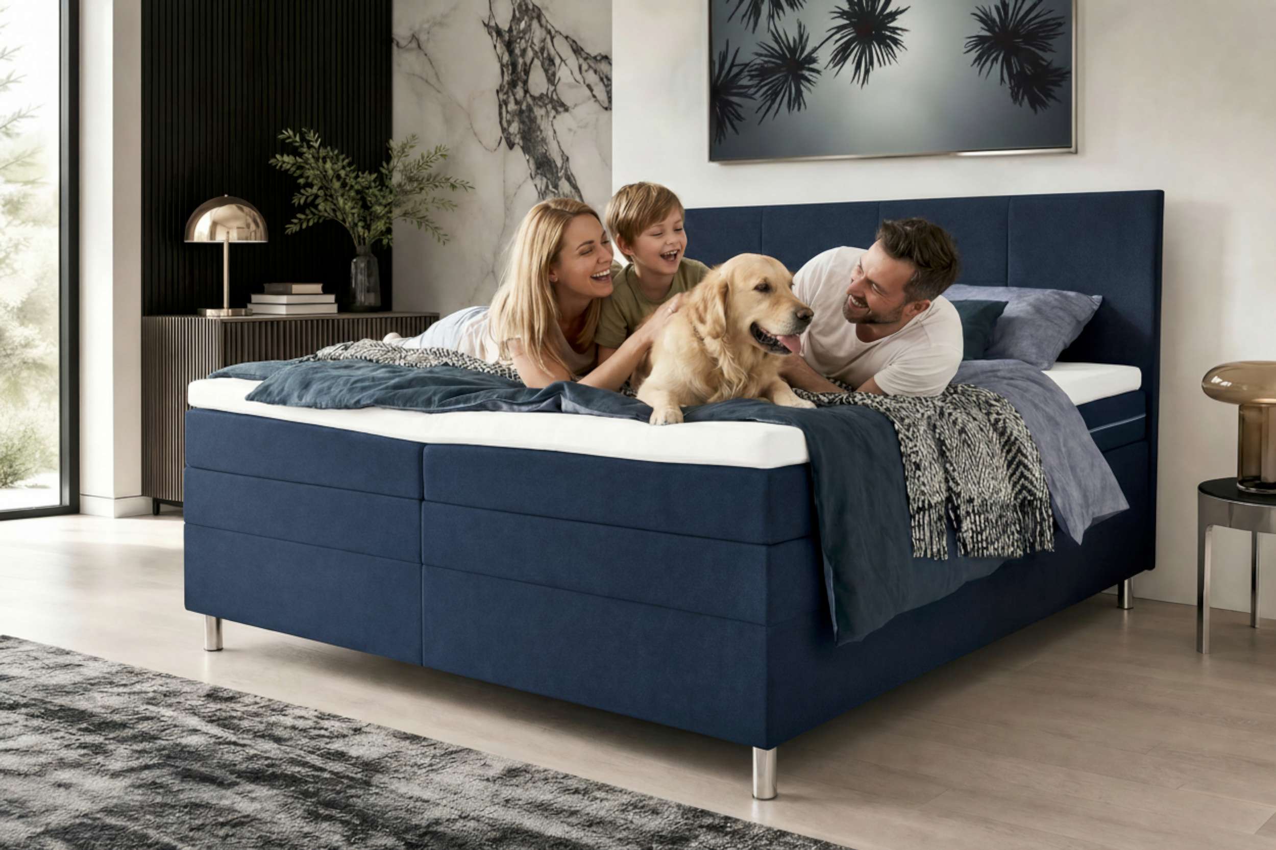Boxspringbett Celina Dunkelblau