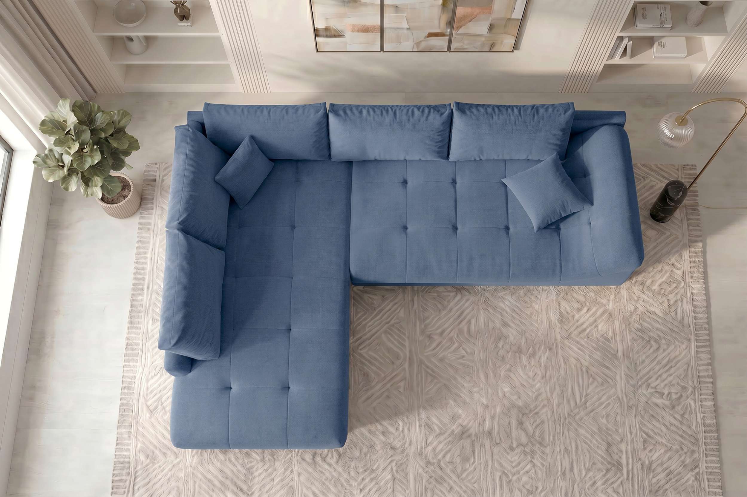 Couch Mykonos L-Form in Stoff Blau
