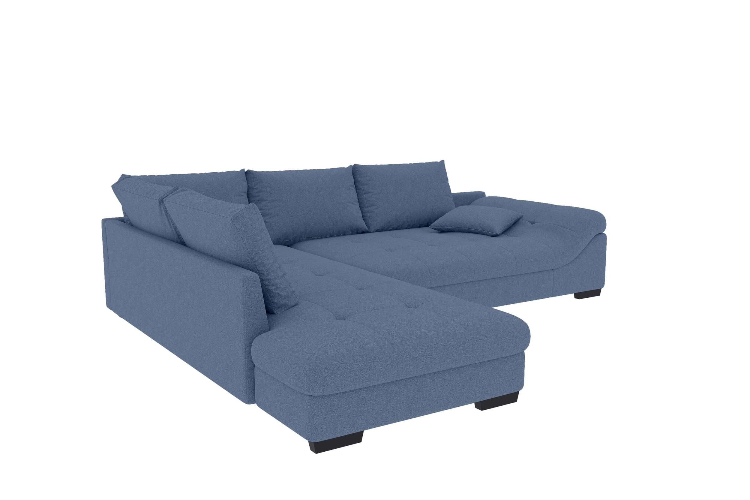 Couch Mykonos L-Form in Stoff Blau