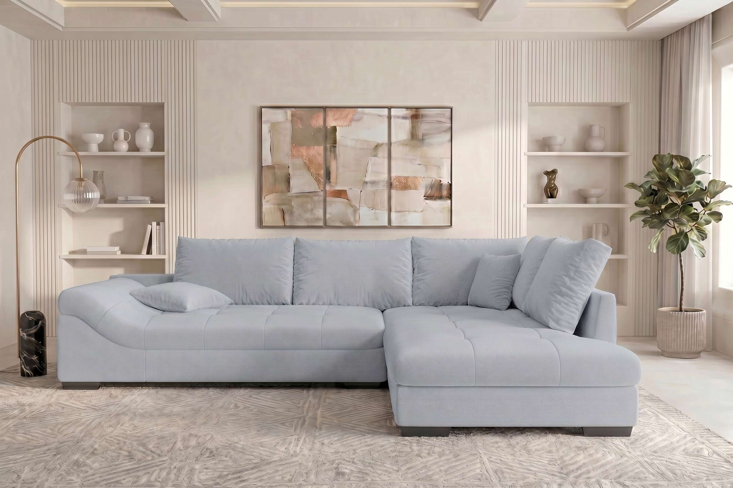 Couch Mykonos L Form in Stoff asche