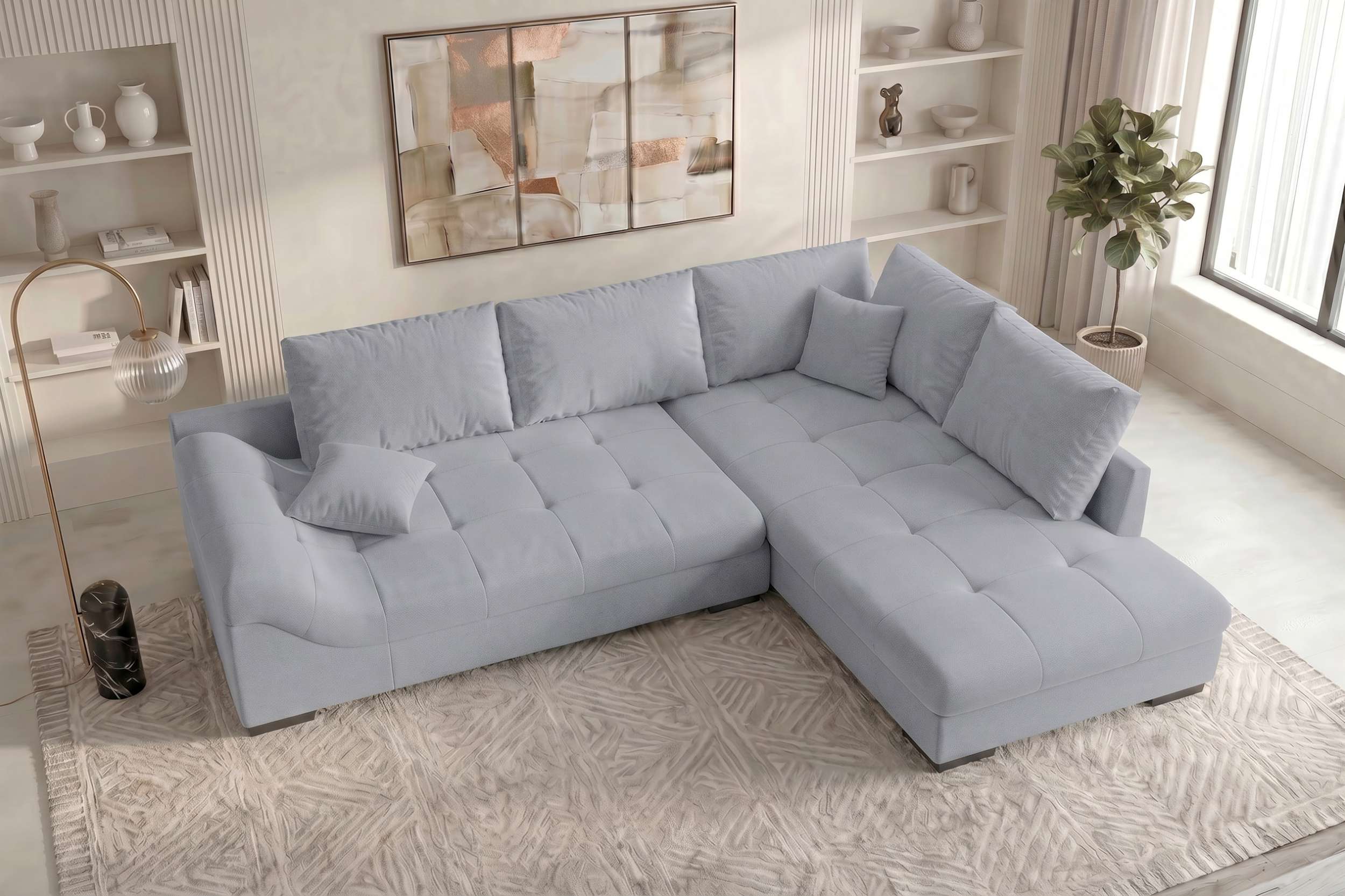Couch Mykonos L Form in Stoff asche