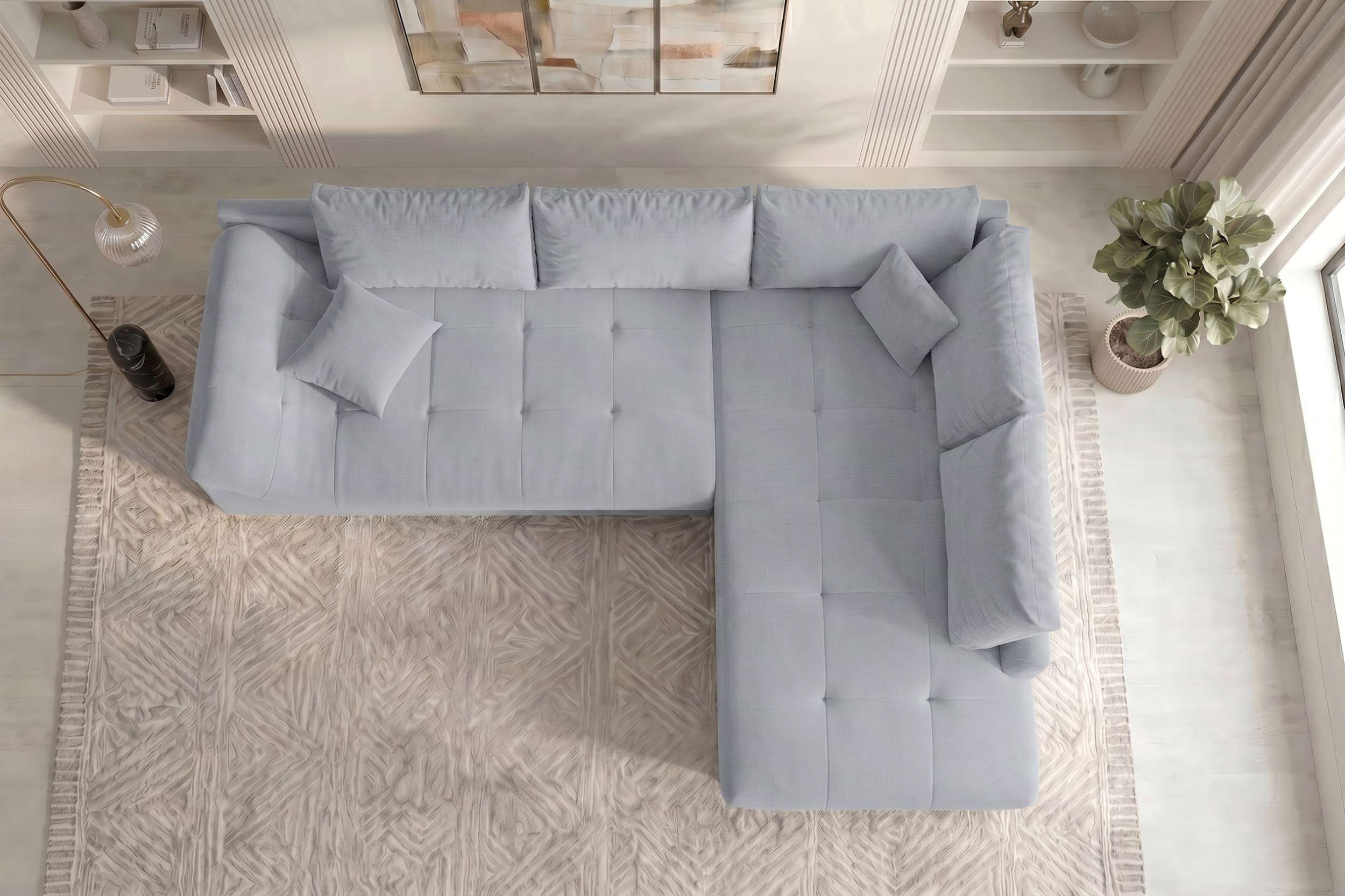 Couch Mykonos L Form in Stoff asche