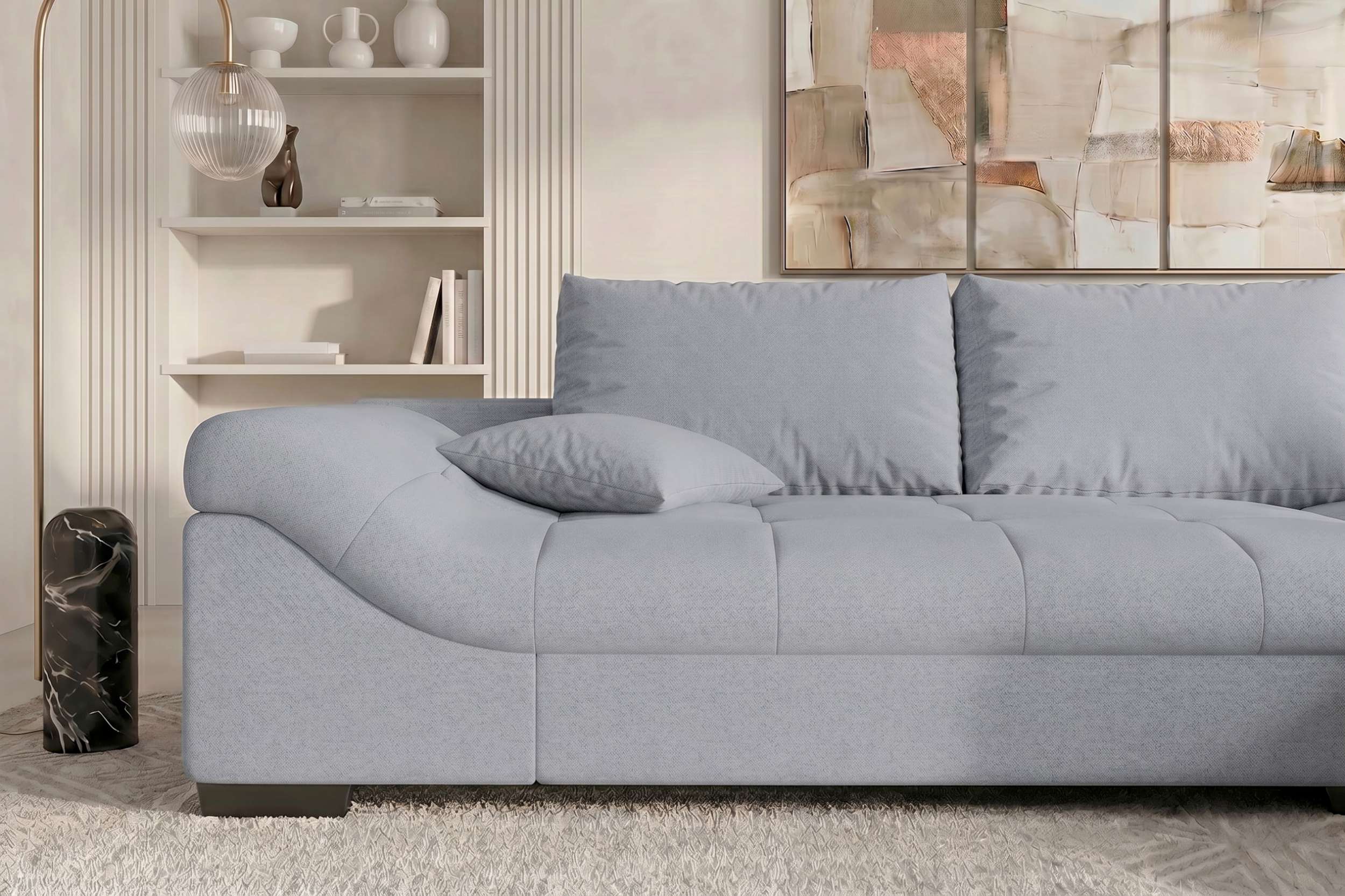 Couch Mykonos L Form in Stoff asche