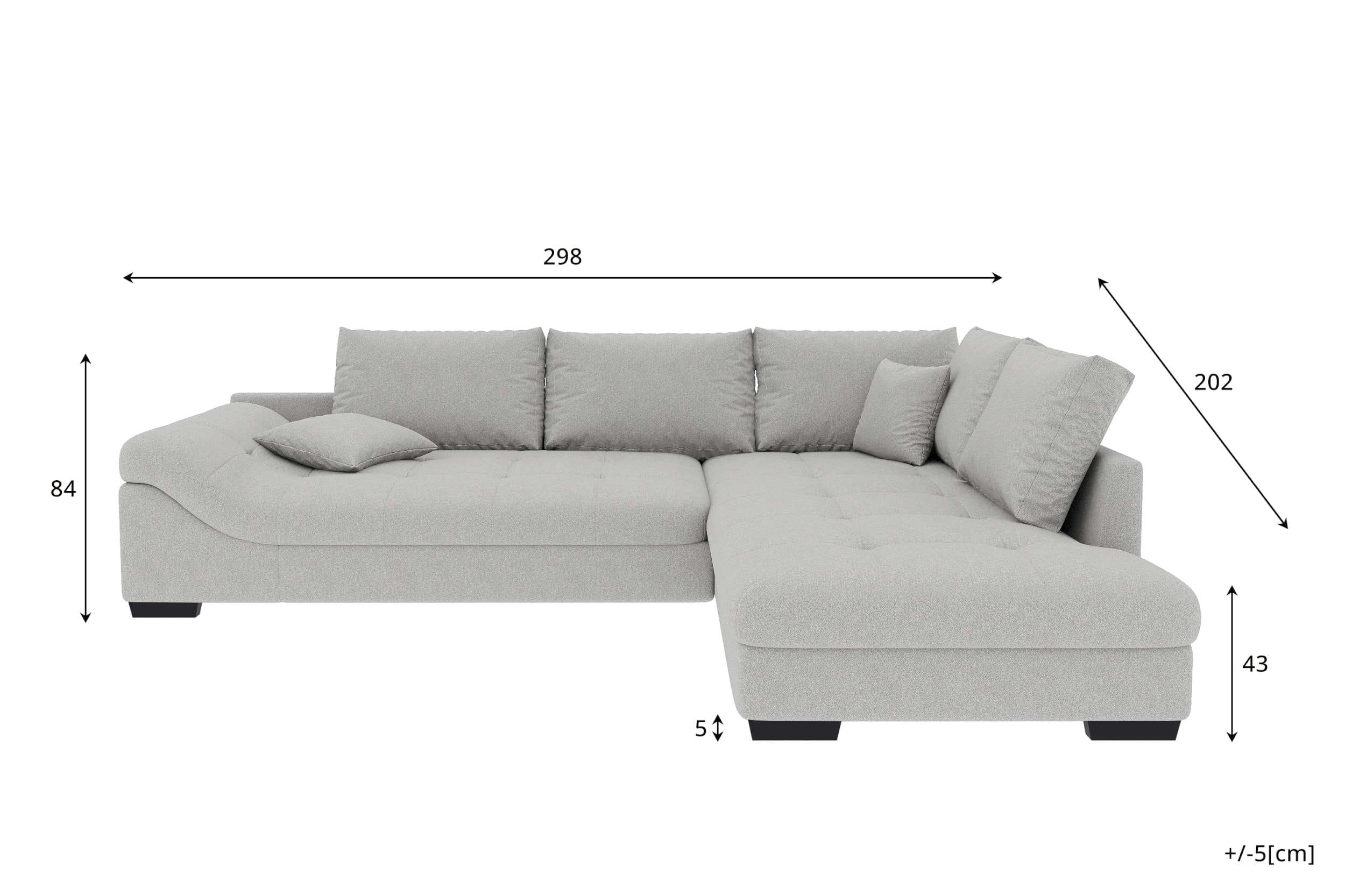 Couch Mykonos L Form in Stoff asche