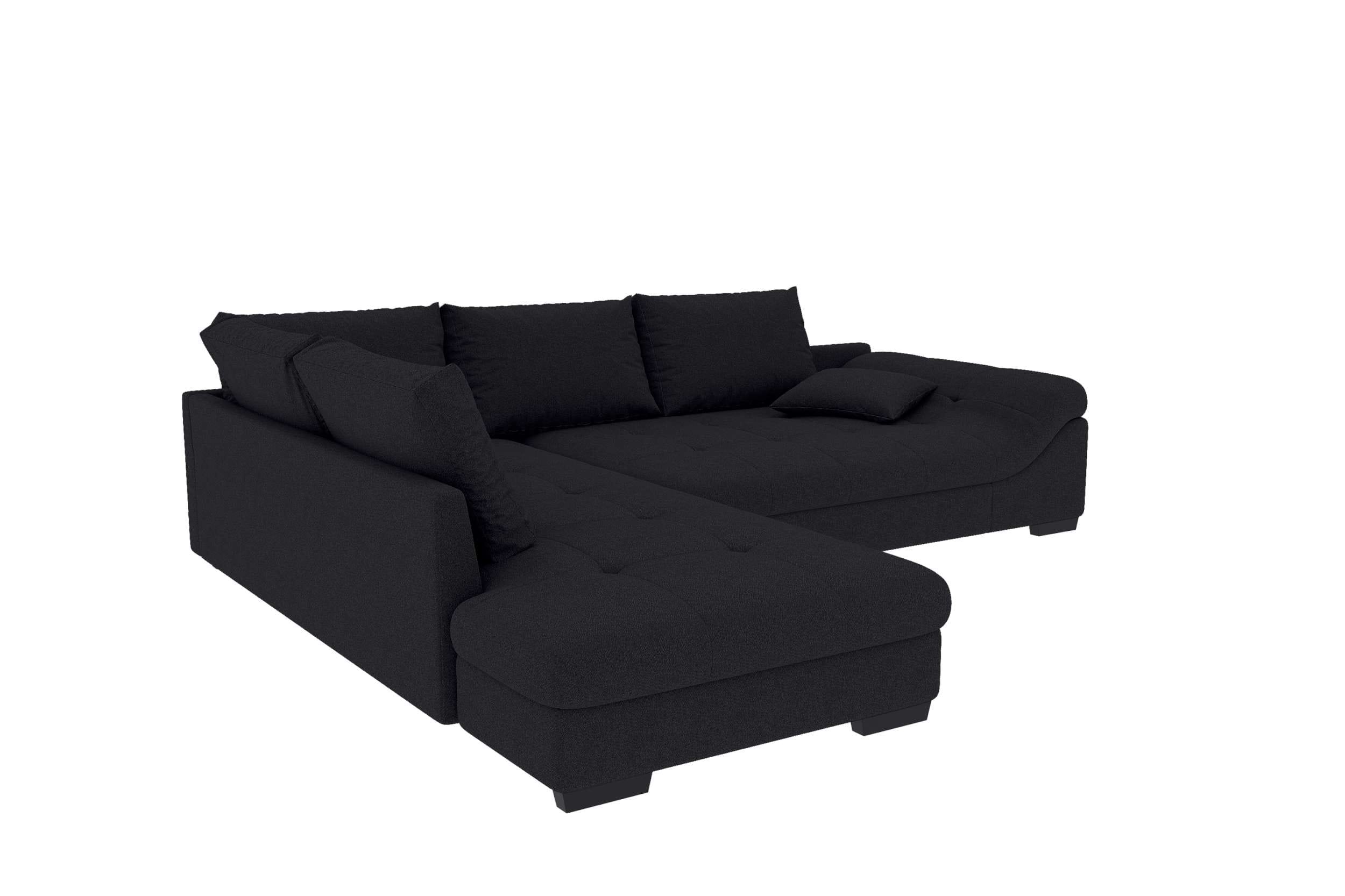 Couch Mykonos L-Form in Stoff Schwarz