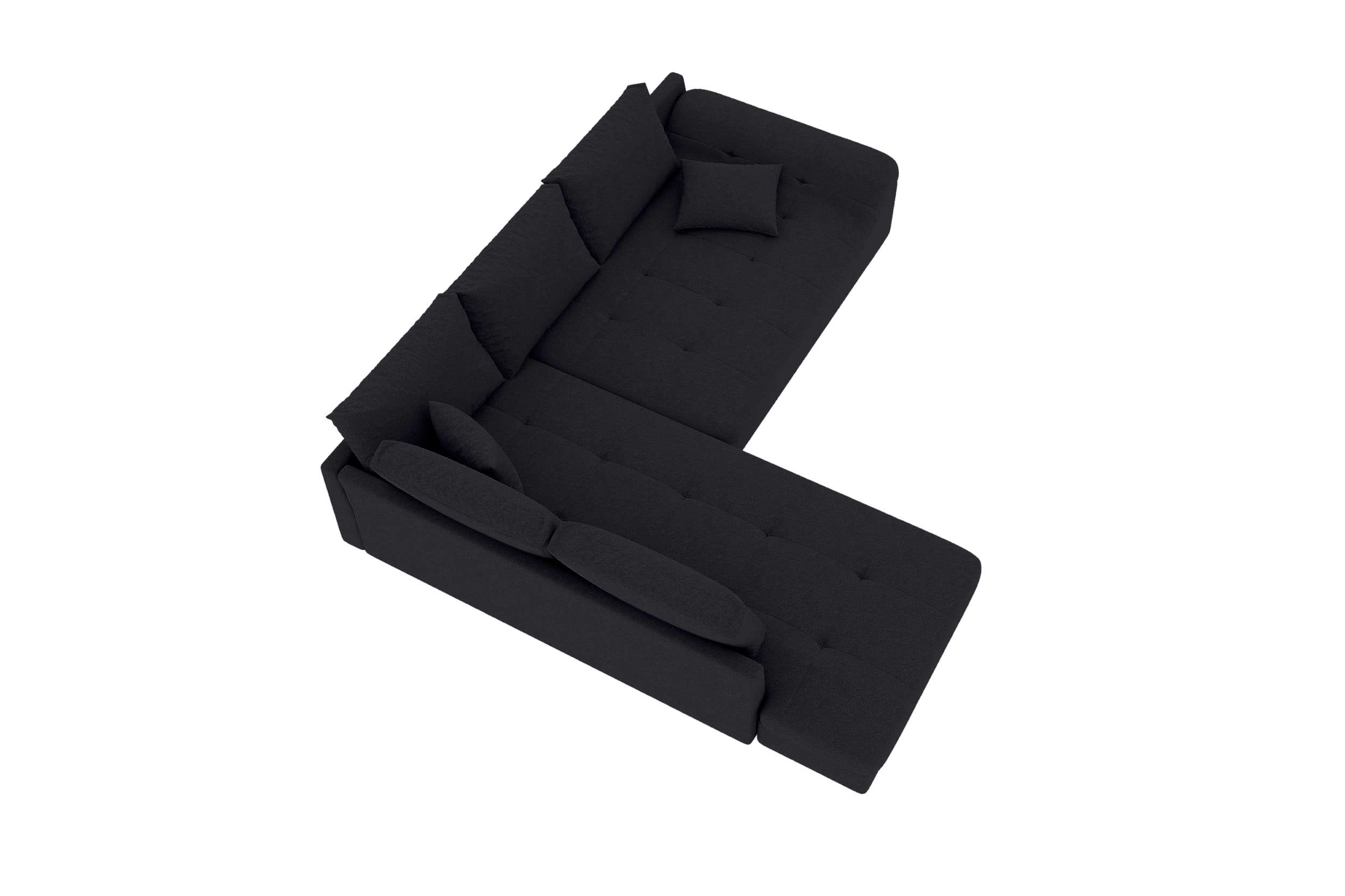 Couch Mykonos L-Form in Stoff Schwarz