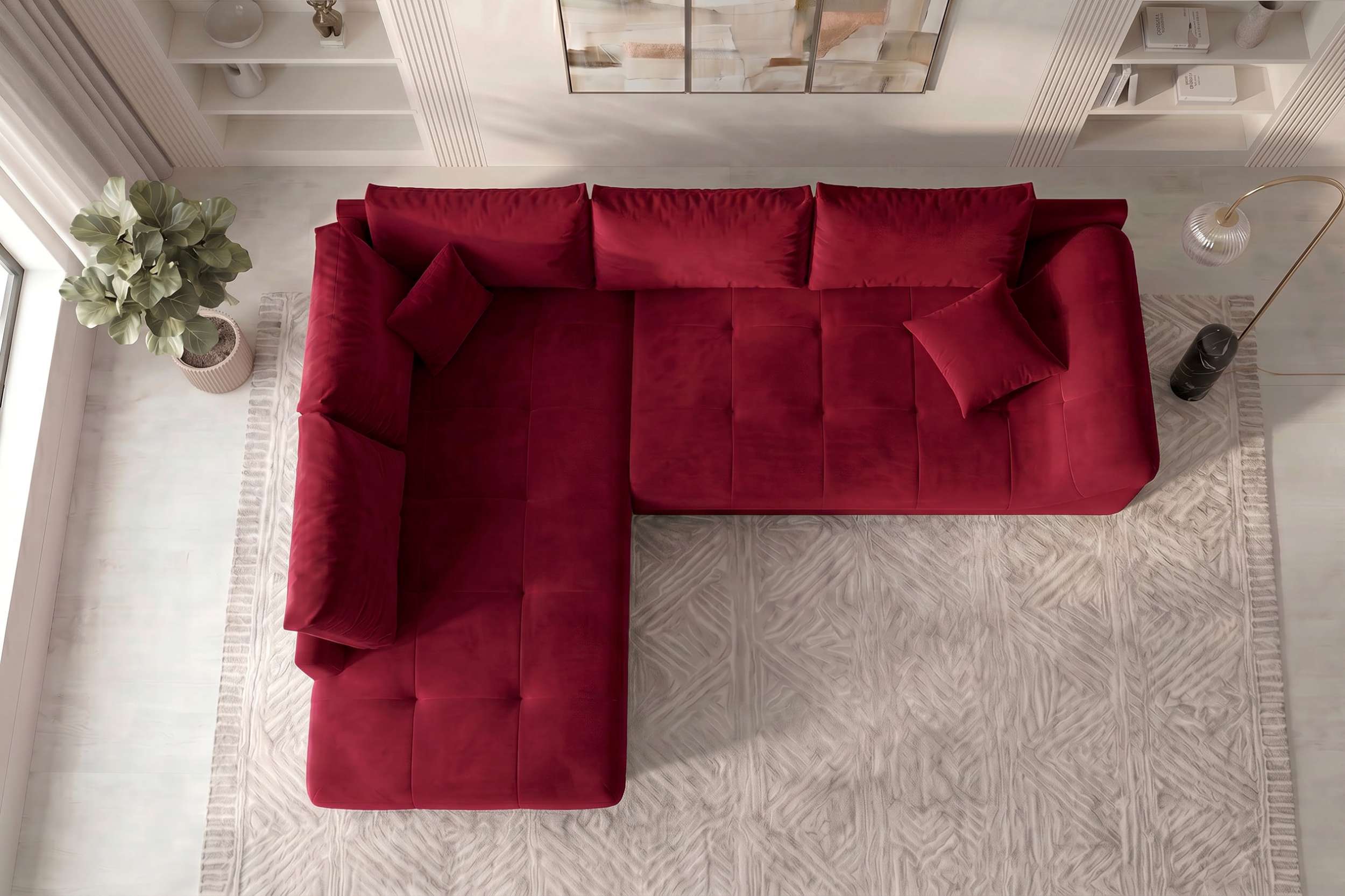 Couch Mykonos L-Form in Stoff Rot