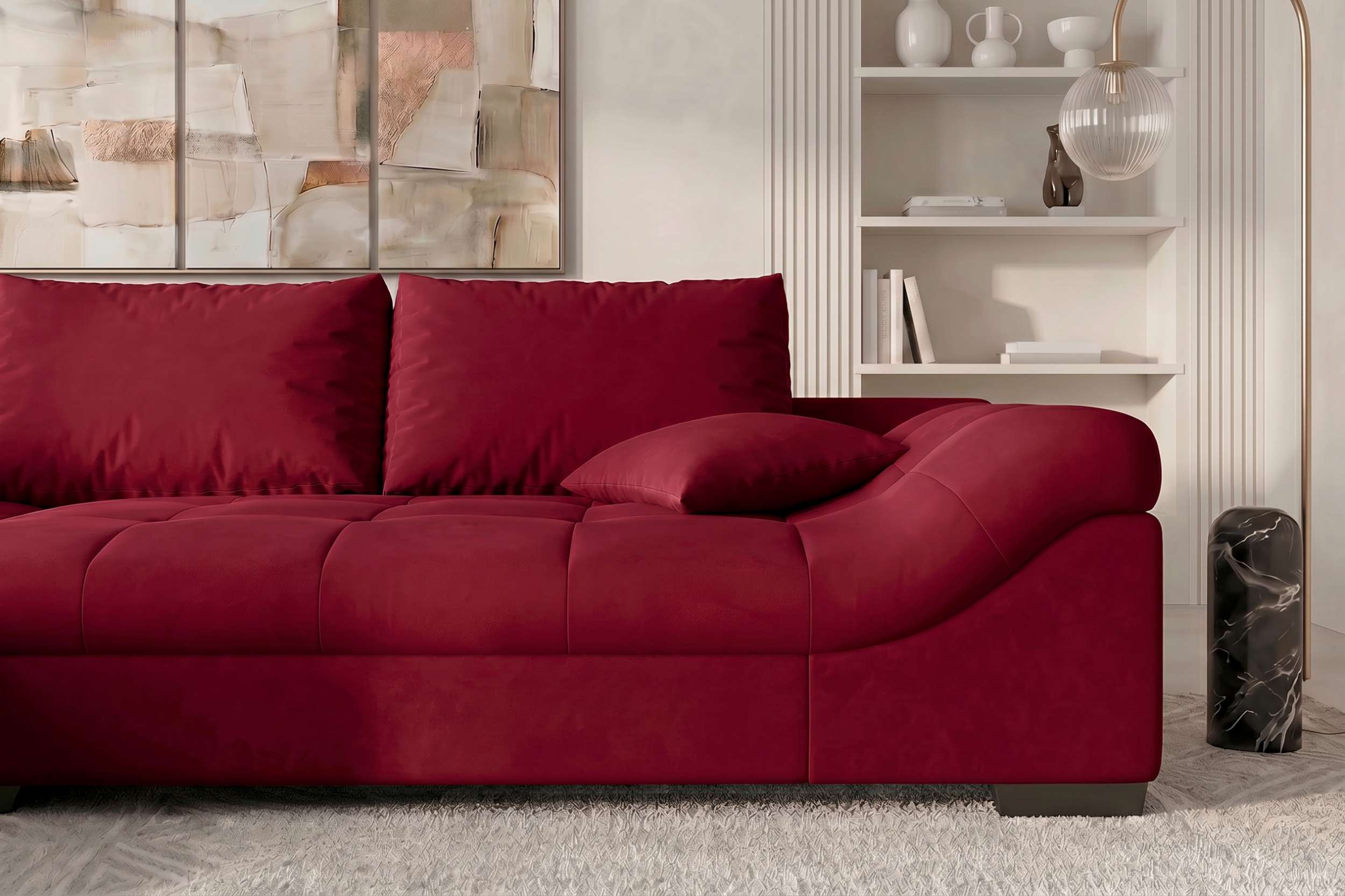 Couch Mykonos L-Form in Stoff Rot