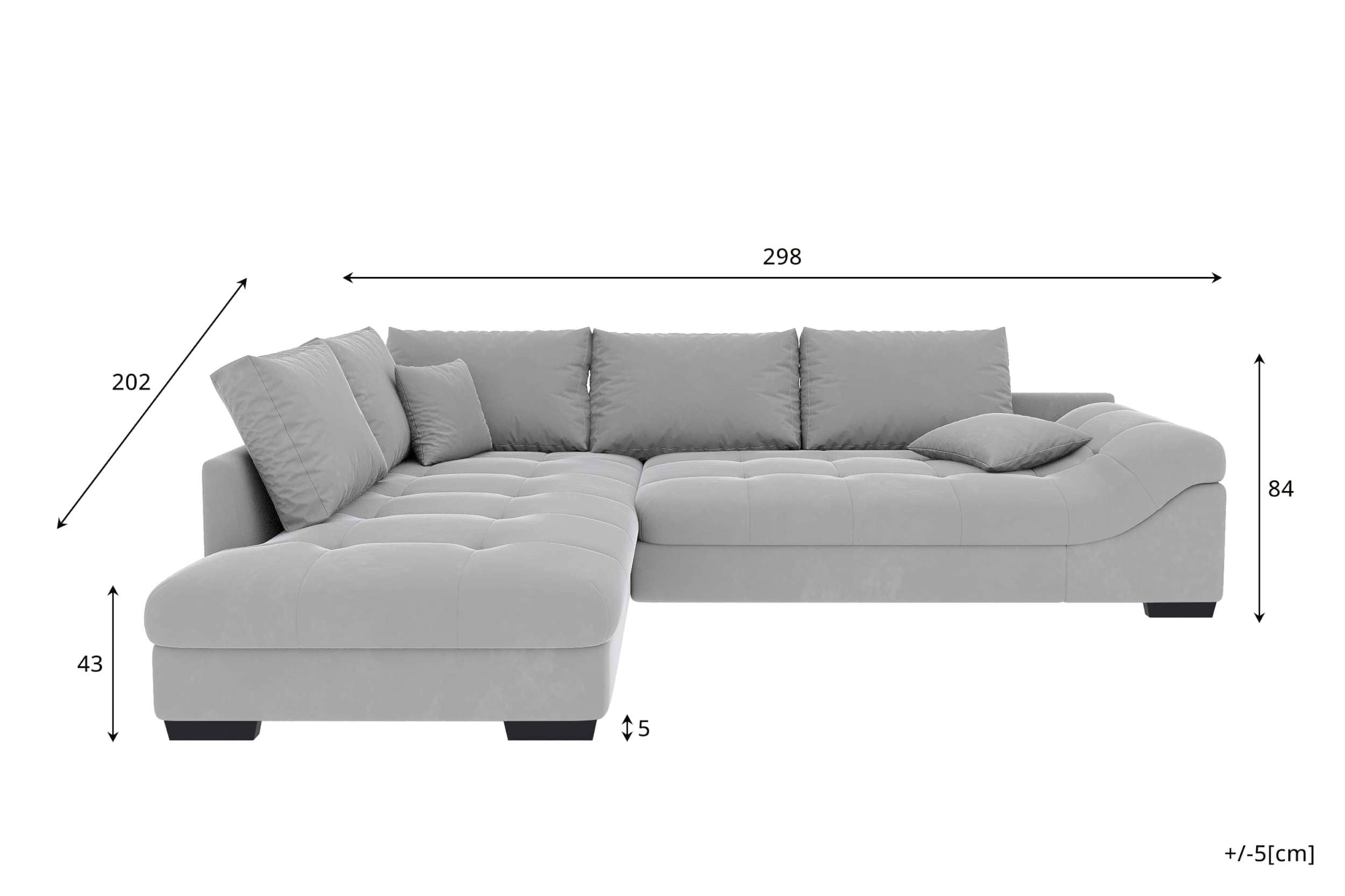 Couch Mykonos L-Form in Stoff Rot