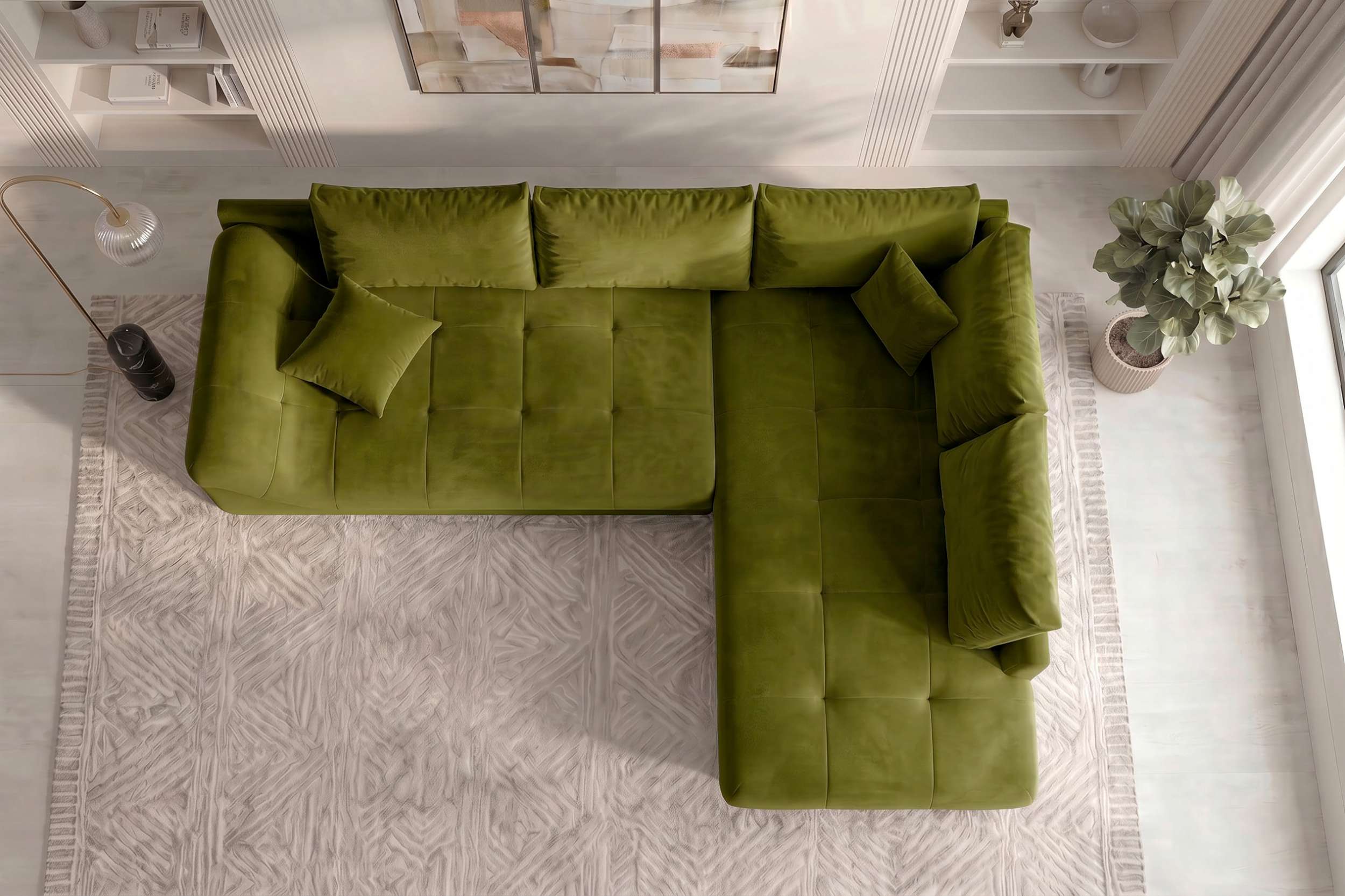Couch Mykonos L-Form in Stoff Limette