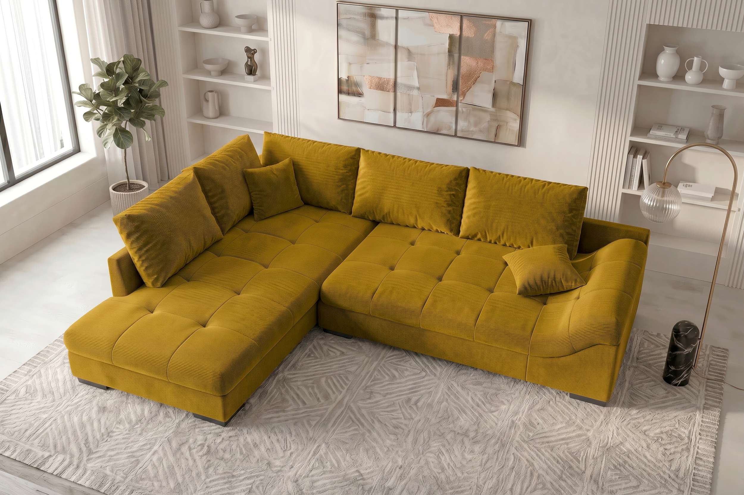 Polster Ecksofa Mykonos L Form kurz Gold