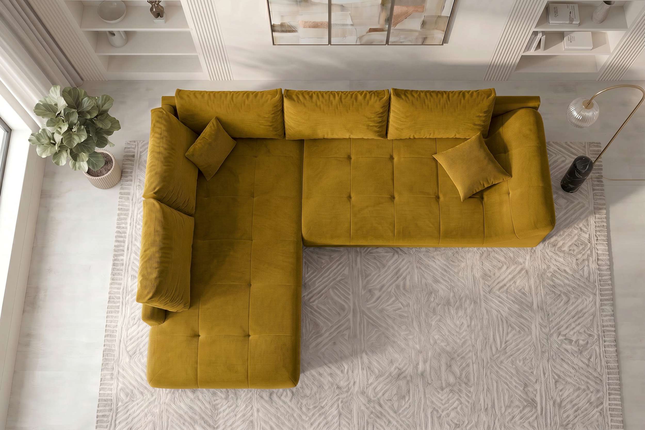 Polster Ecksofa Mykonos L Form kurz Gold