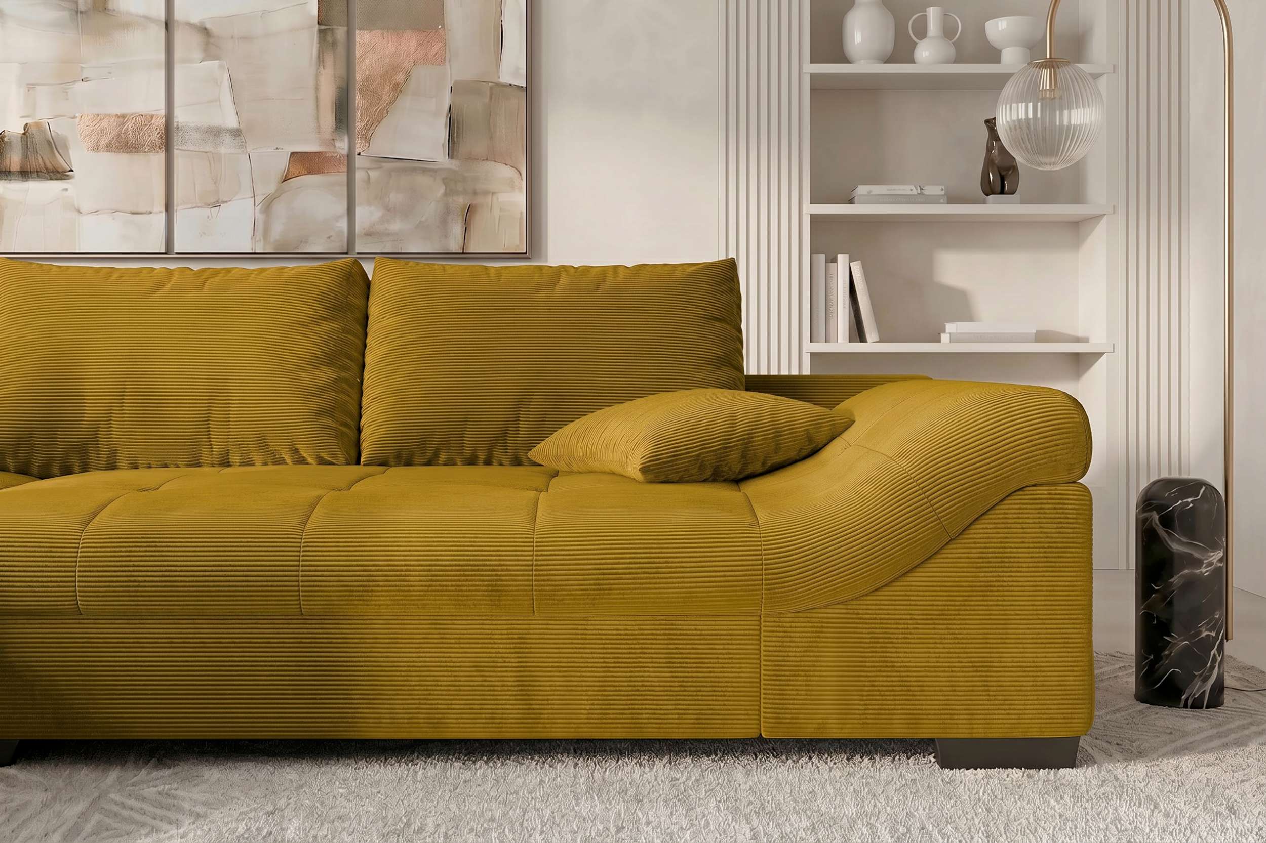 Polster Ecksofa Mykonos L Form kurz Gold