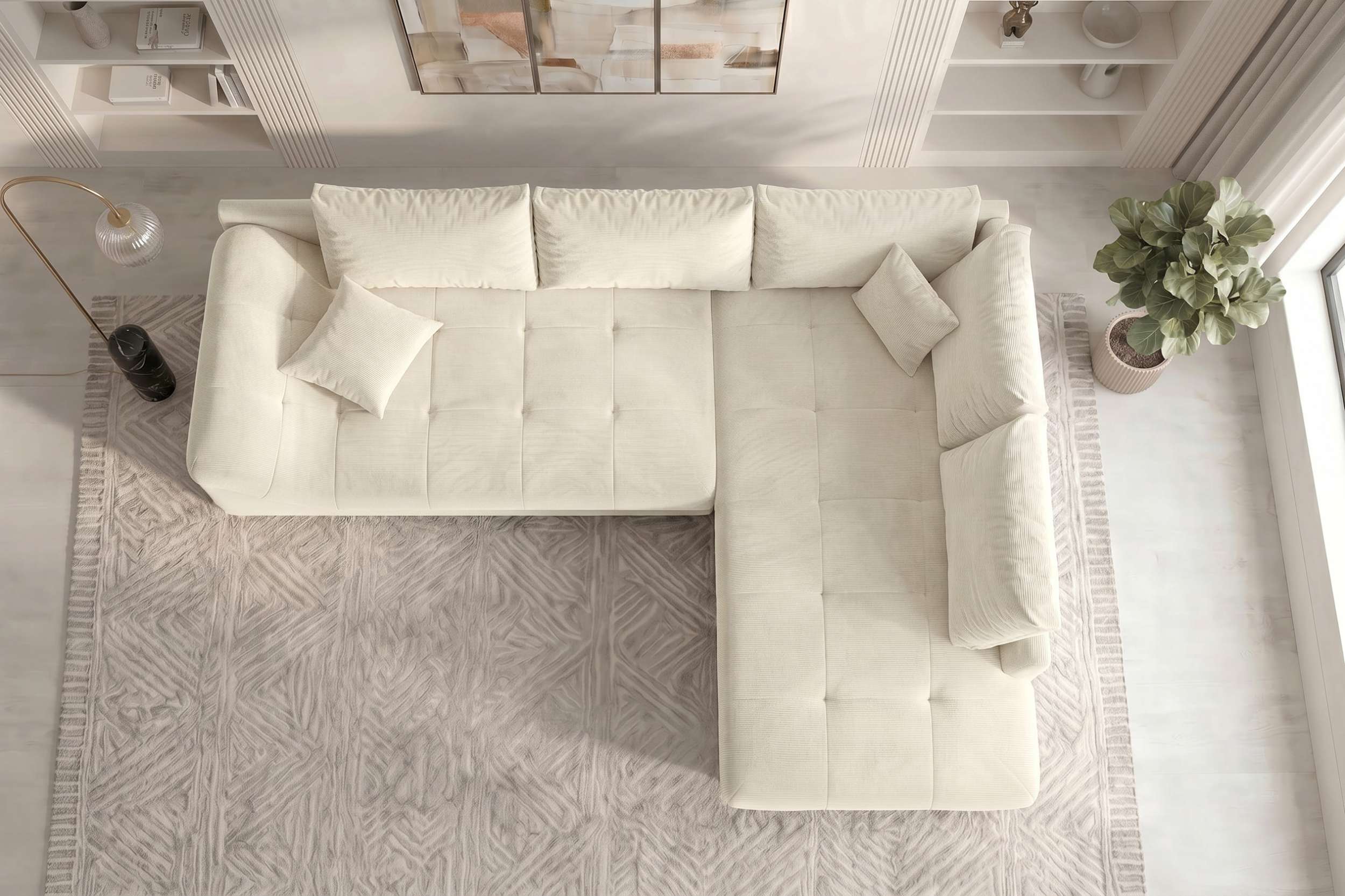 Couch Mykonos L Form in Stoff creme