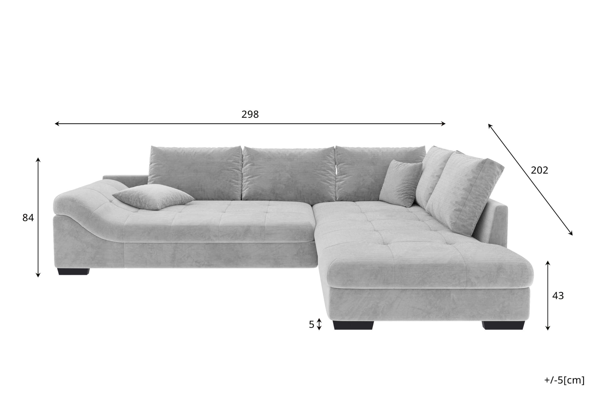 Couch Mykonos L Form in Stoff creme