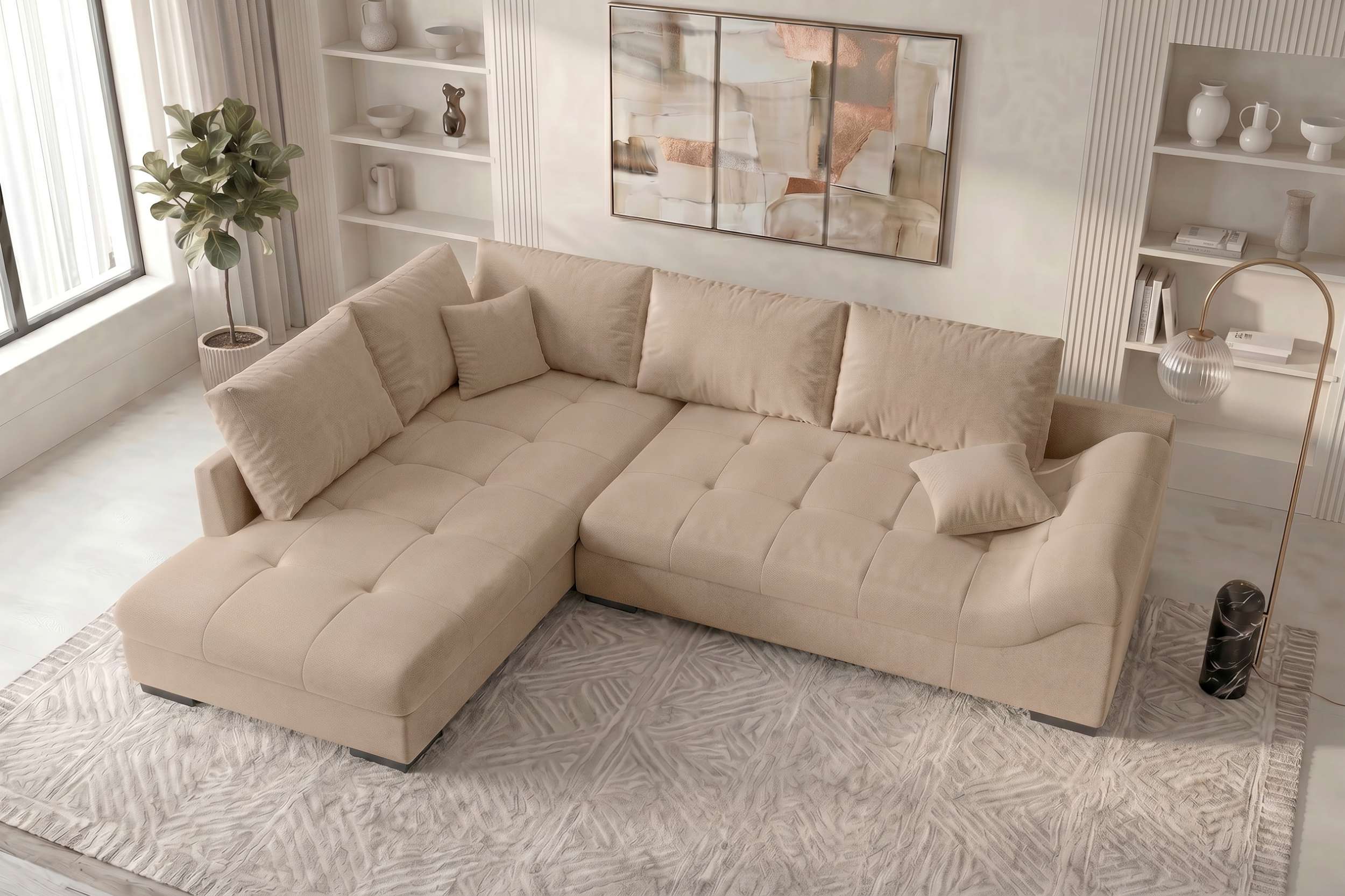 Couch Mykonos L-Form in Stoff Beige