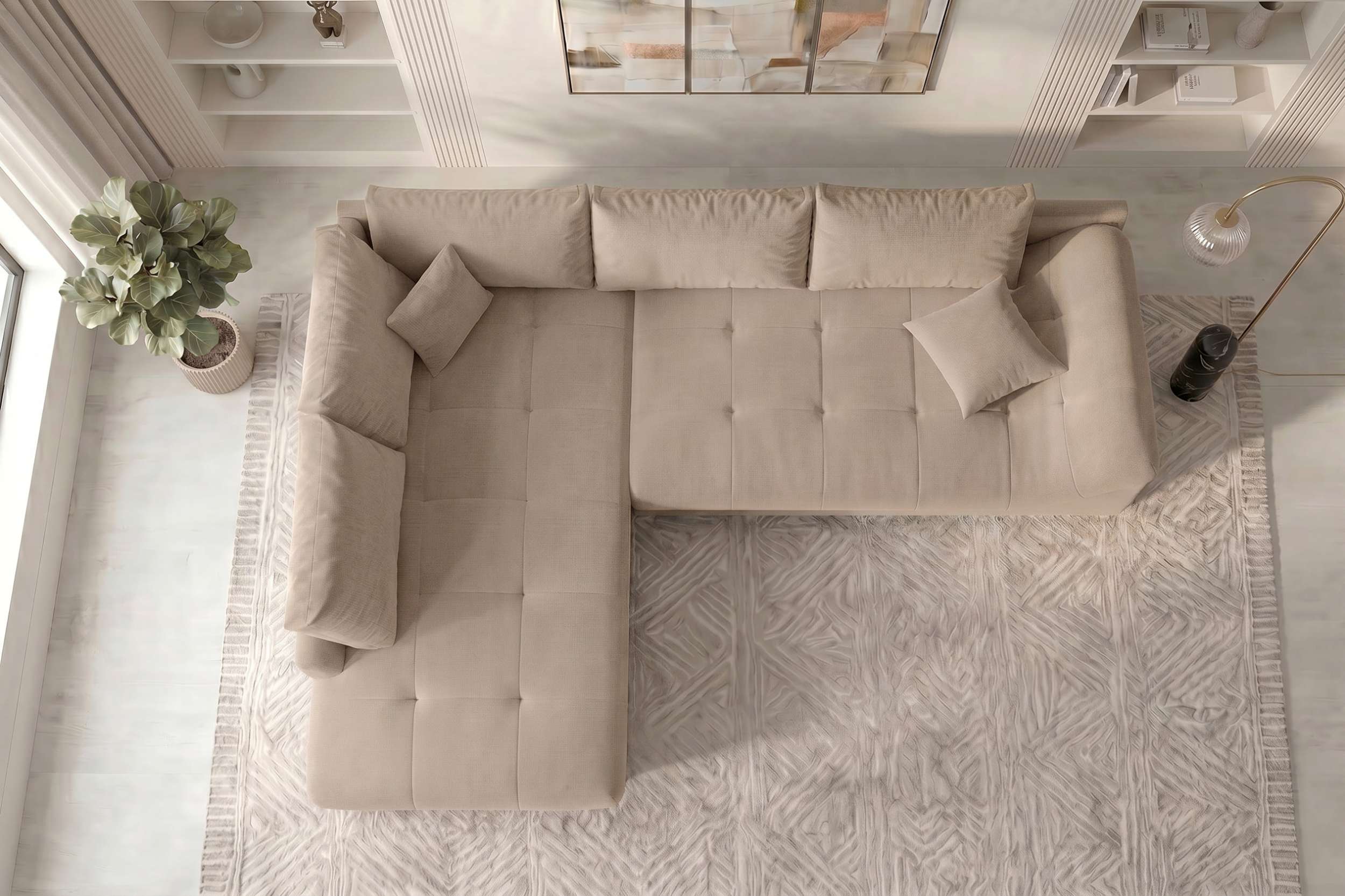 Couch Mykonos L-Form in Stoff Beige