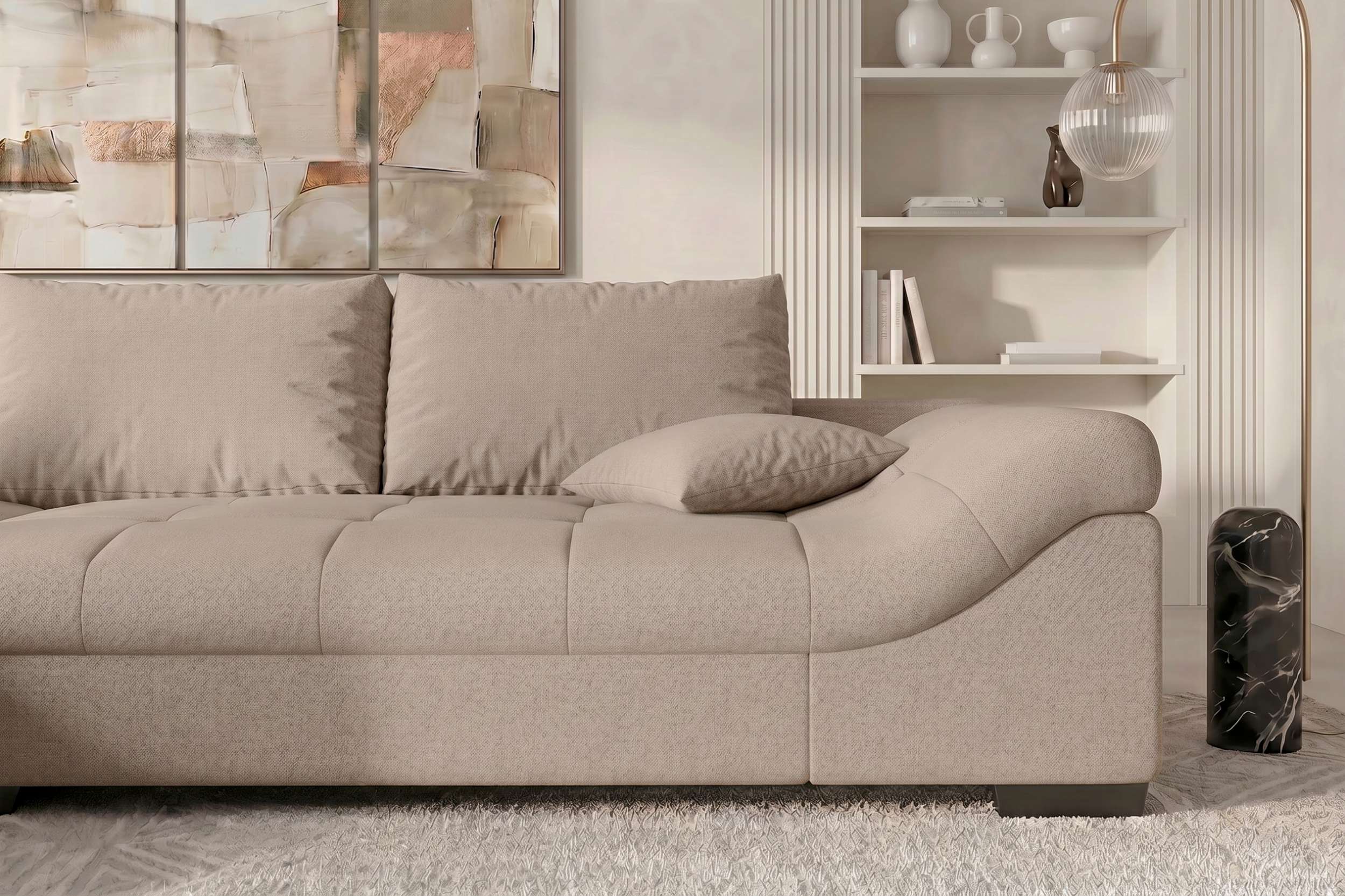 Couch Mykonos L-Form in Stoff Beige
