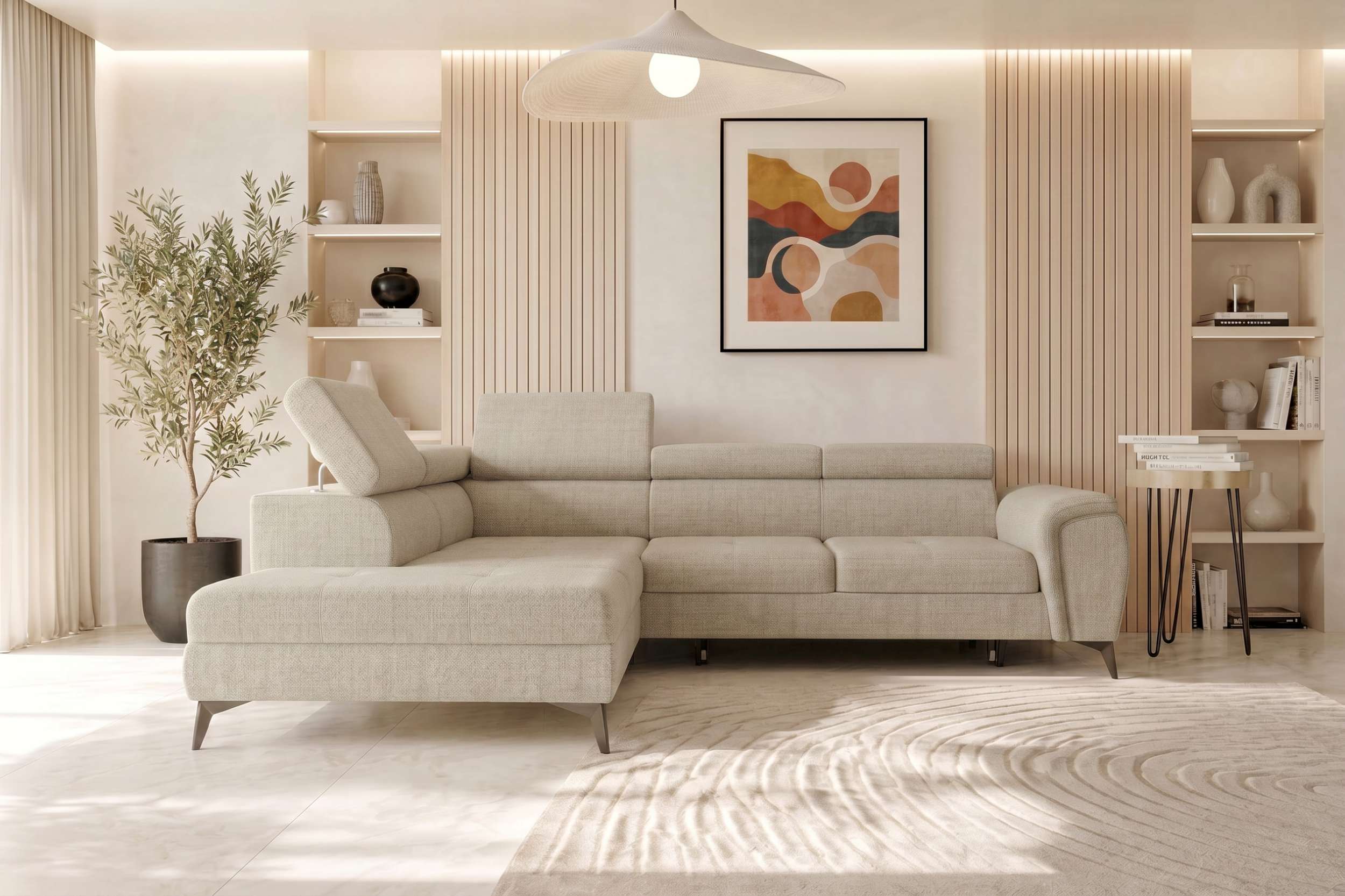 Polster Ecksofa Zento L Form kurz Creme