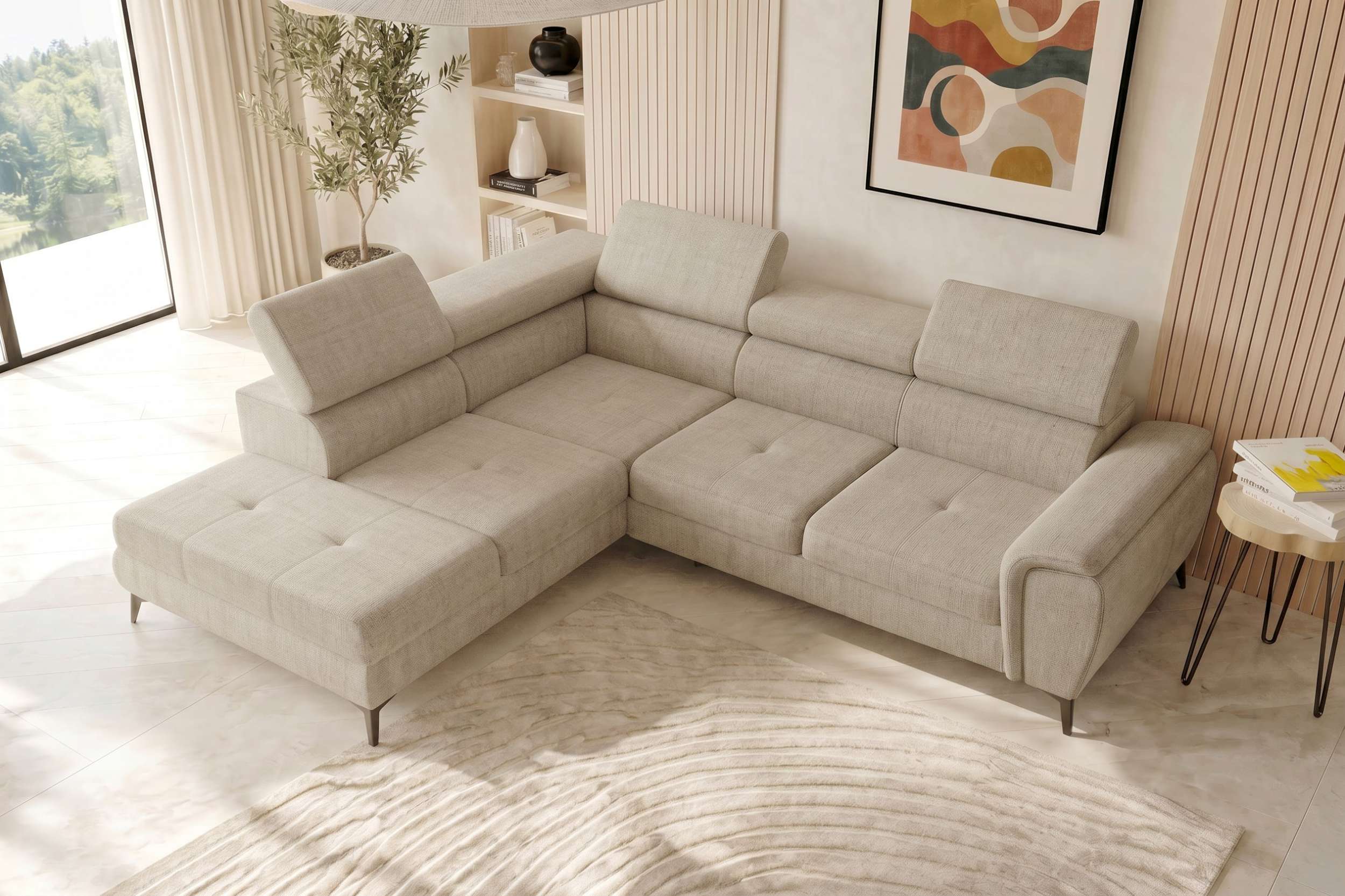 Polster Ecksofa Zento L Form kurz Creme