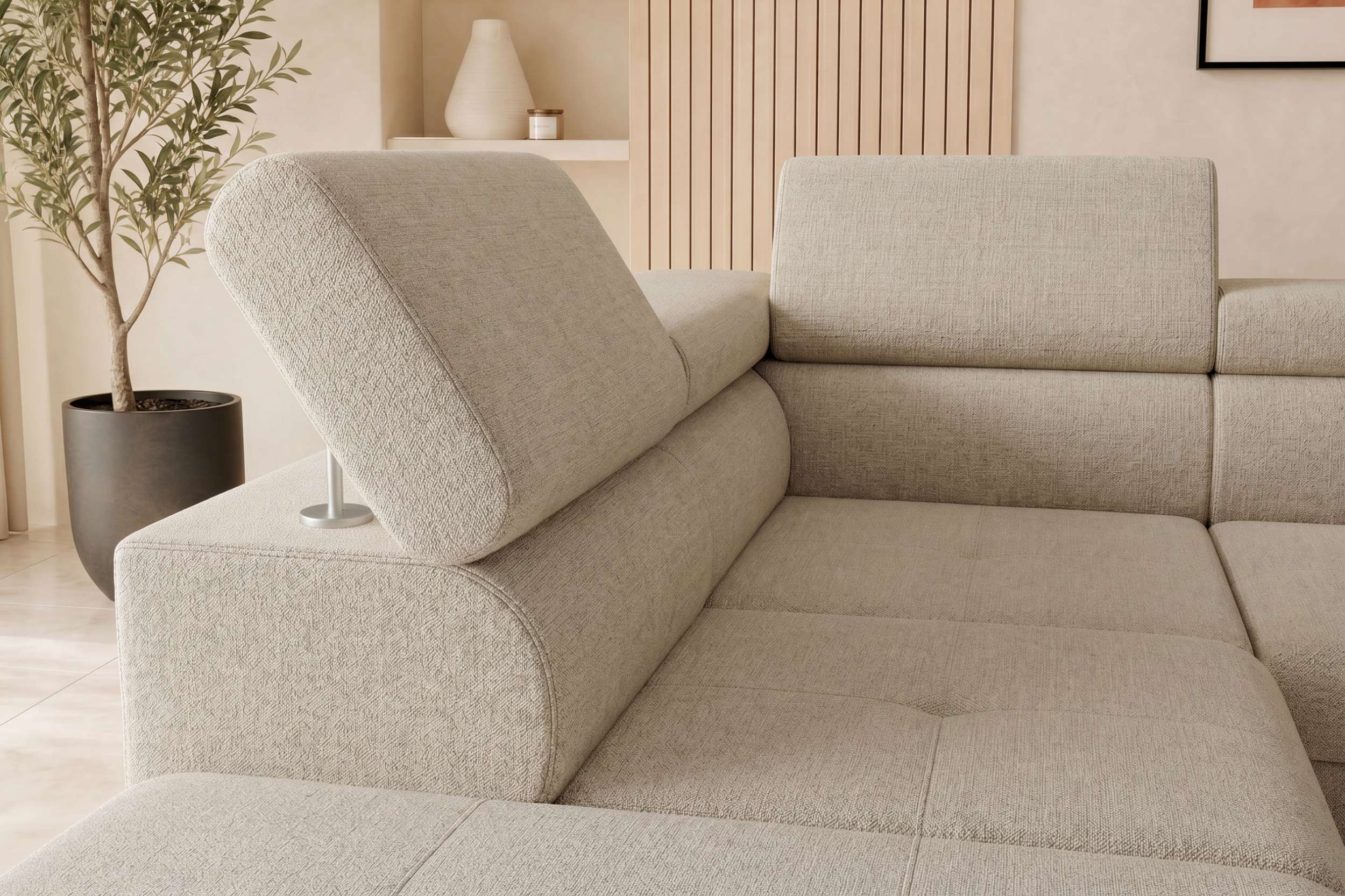 Polster Ecksofa Zento L Form kurz Creme