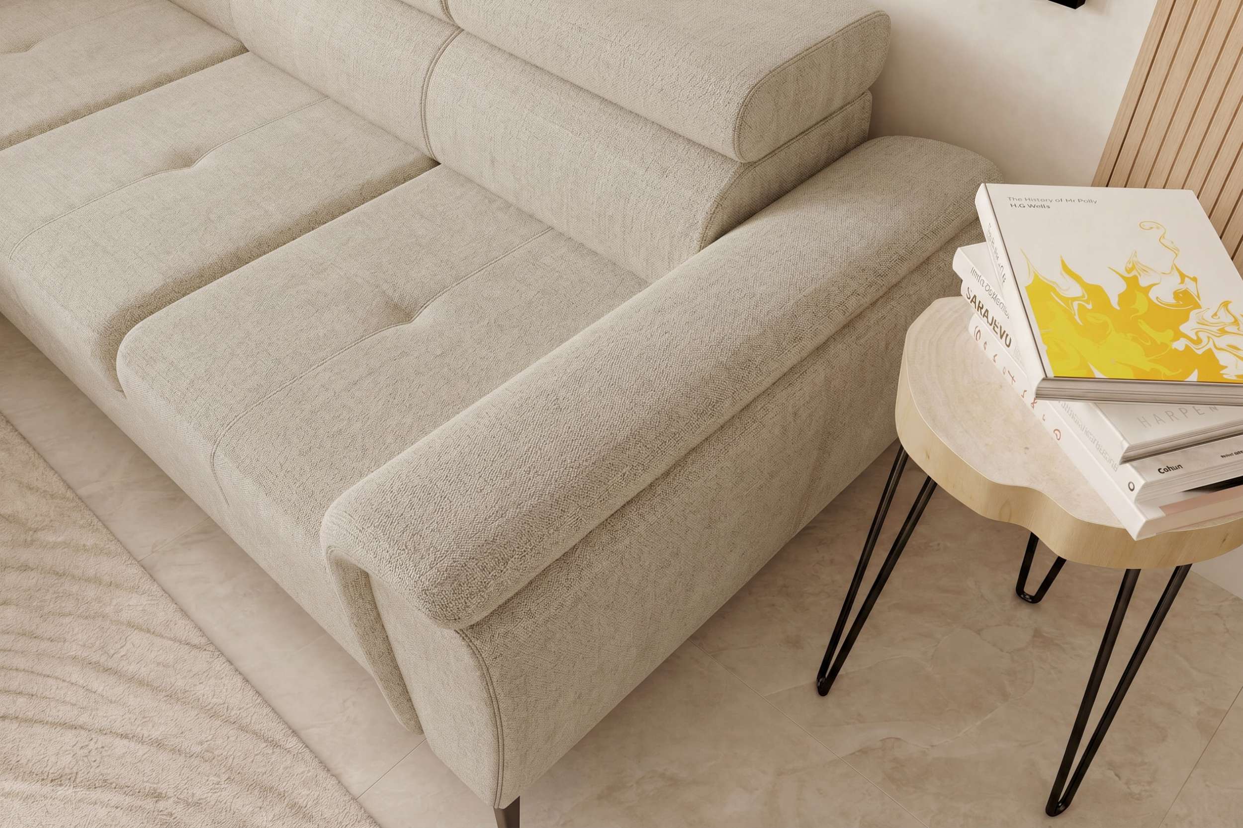 Polster Ecksofa Zento L Form kurz Creme