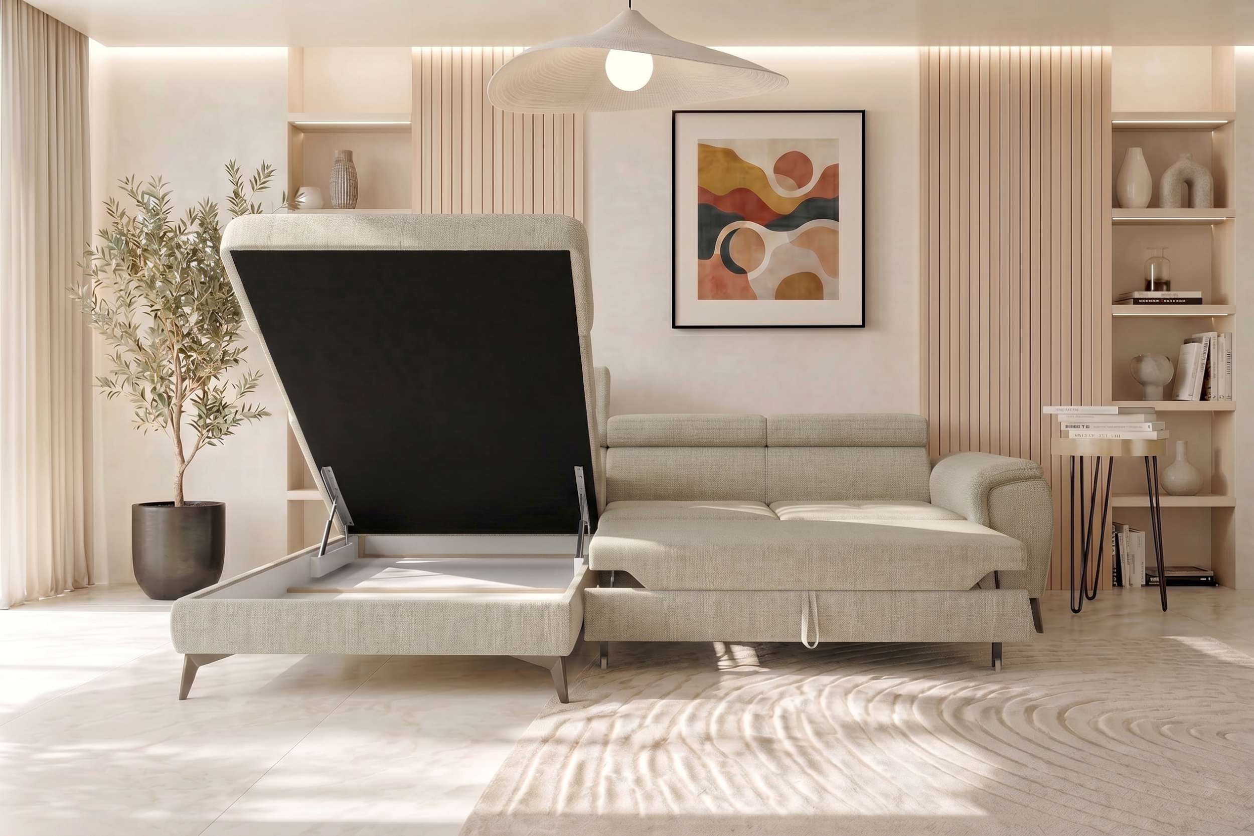 Polster Ecksofa Zento L Form kurz Creme