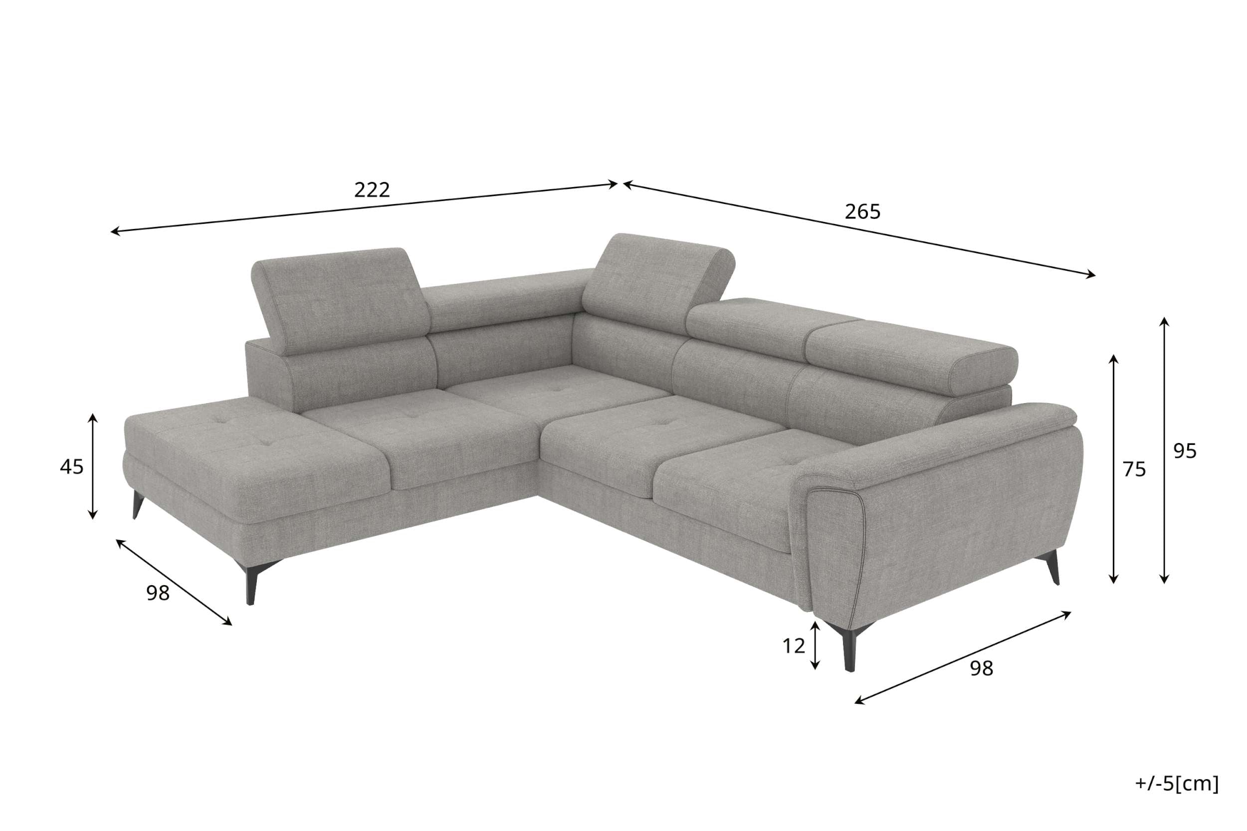 Polster Ecksofa Zento L Form kurz Creme