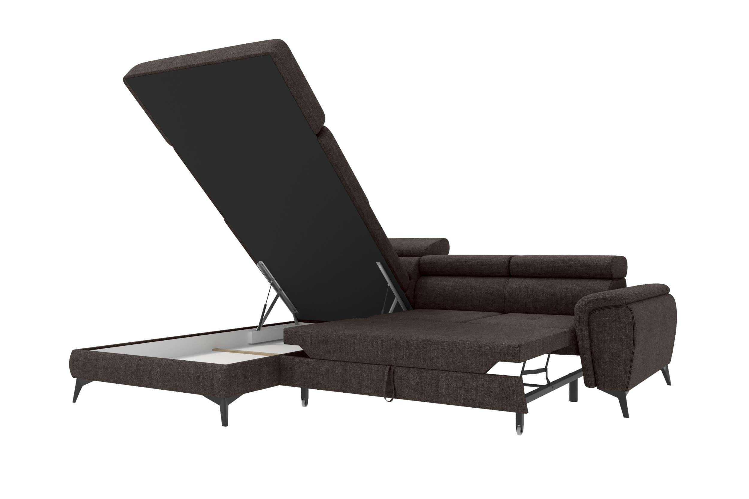 Couch Zento L Form in Stoff braun