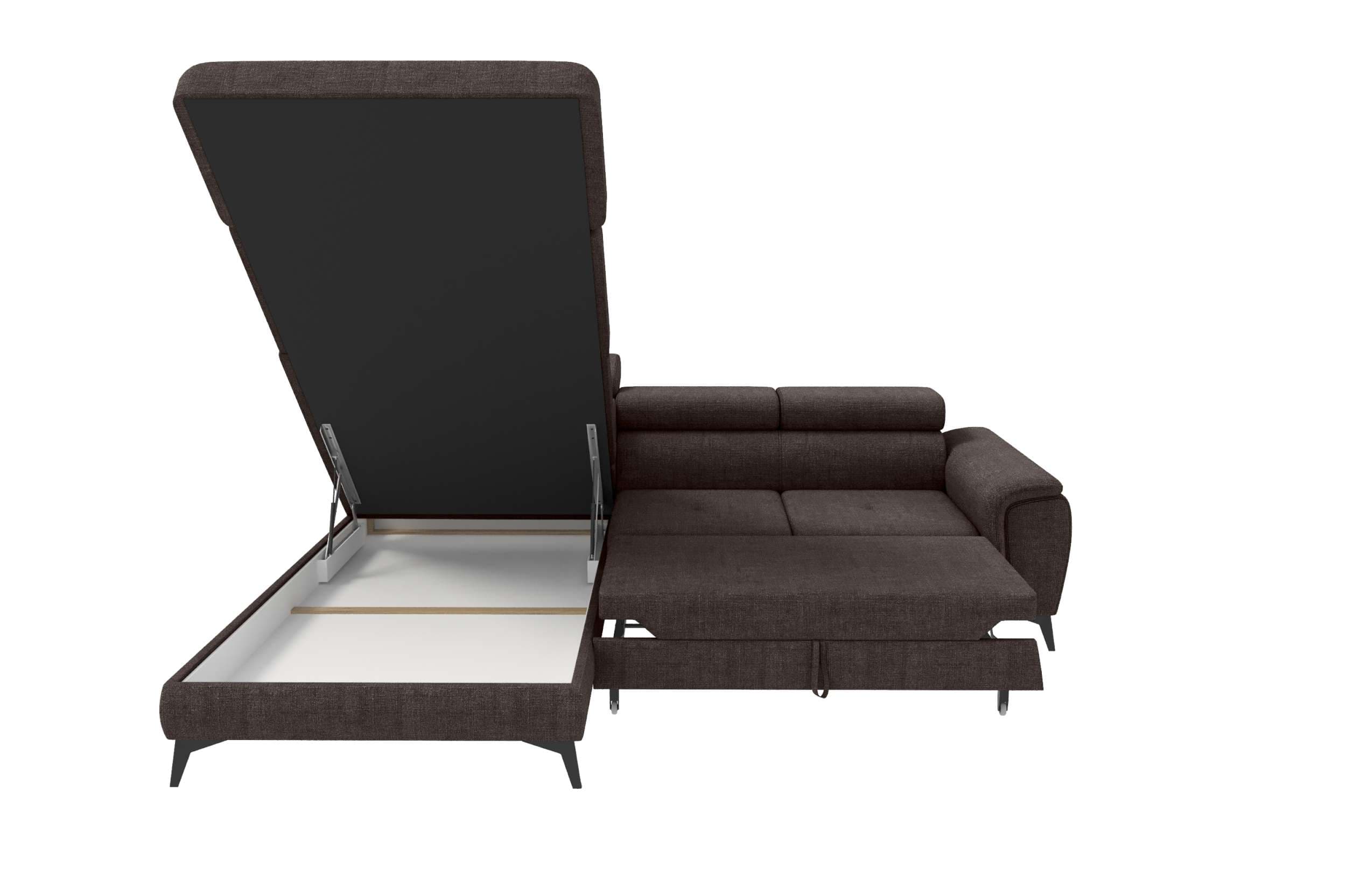 Couch Zento L Form in Stoff braun