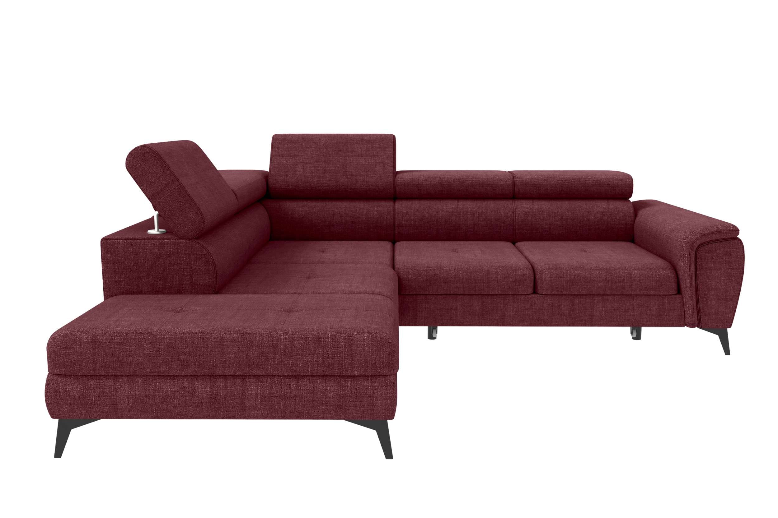 Couch Zento L Form in Stoff bordeaux