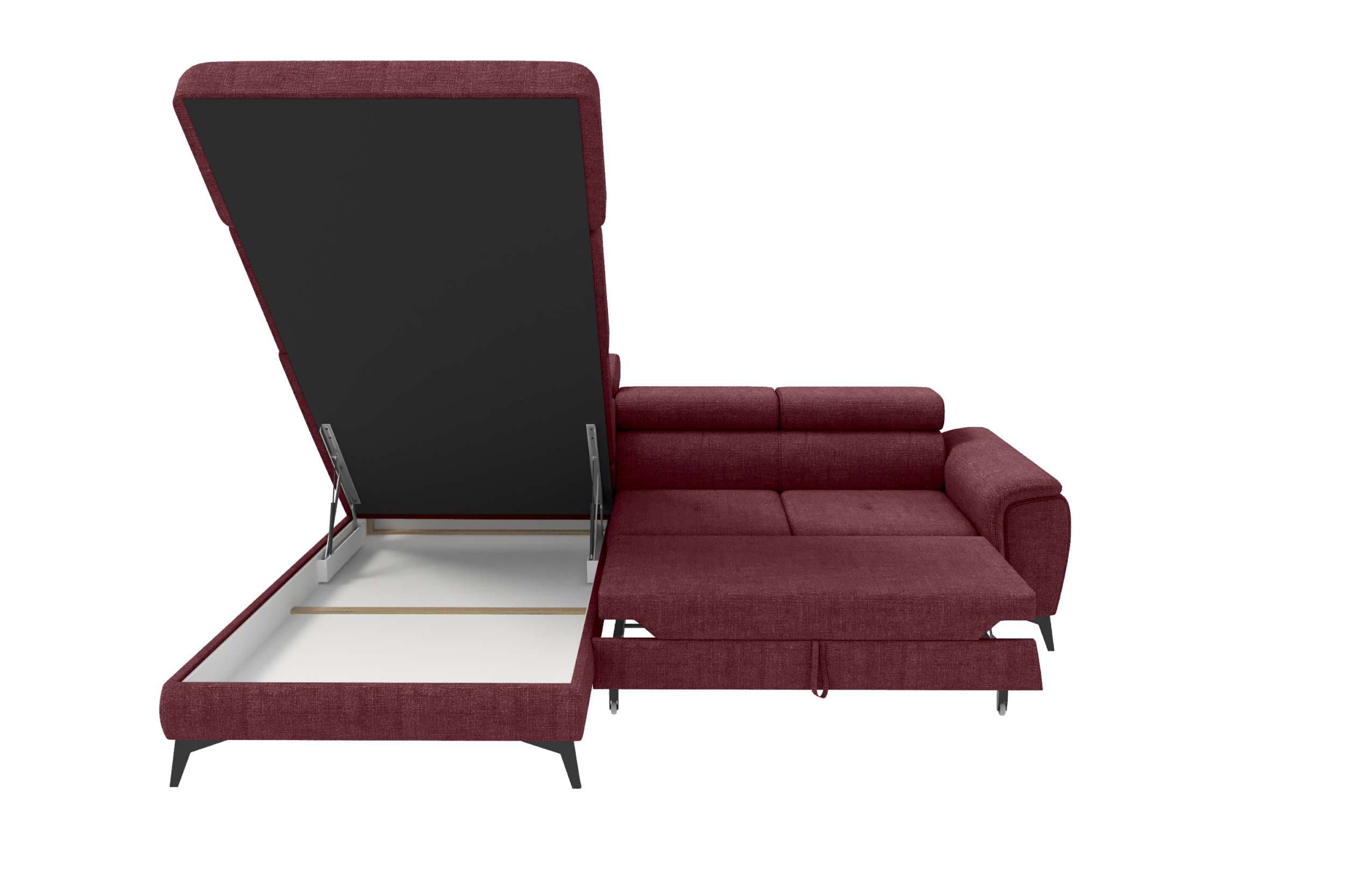 Couch Zento L Form in Stoff bordeaux