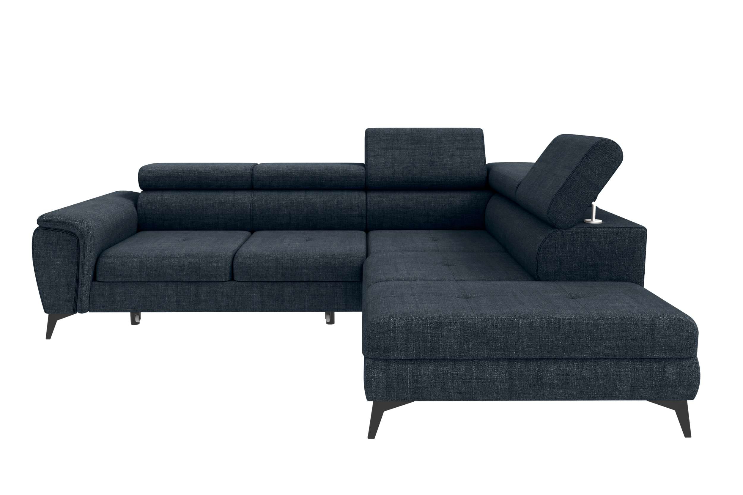 Couch Zento L Form in Stoff dunkelblau