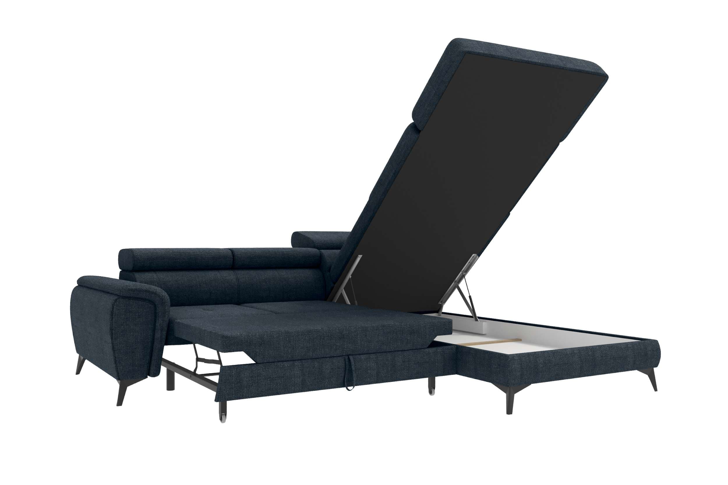 Couch Zento L Form in Stoff dunkelblau