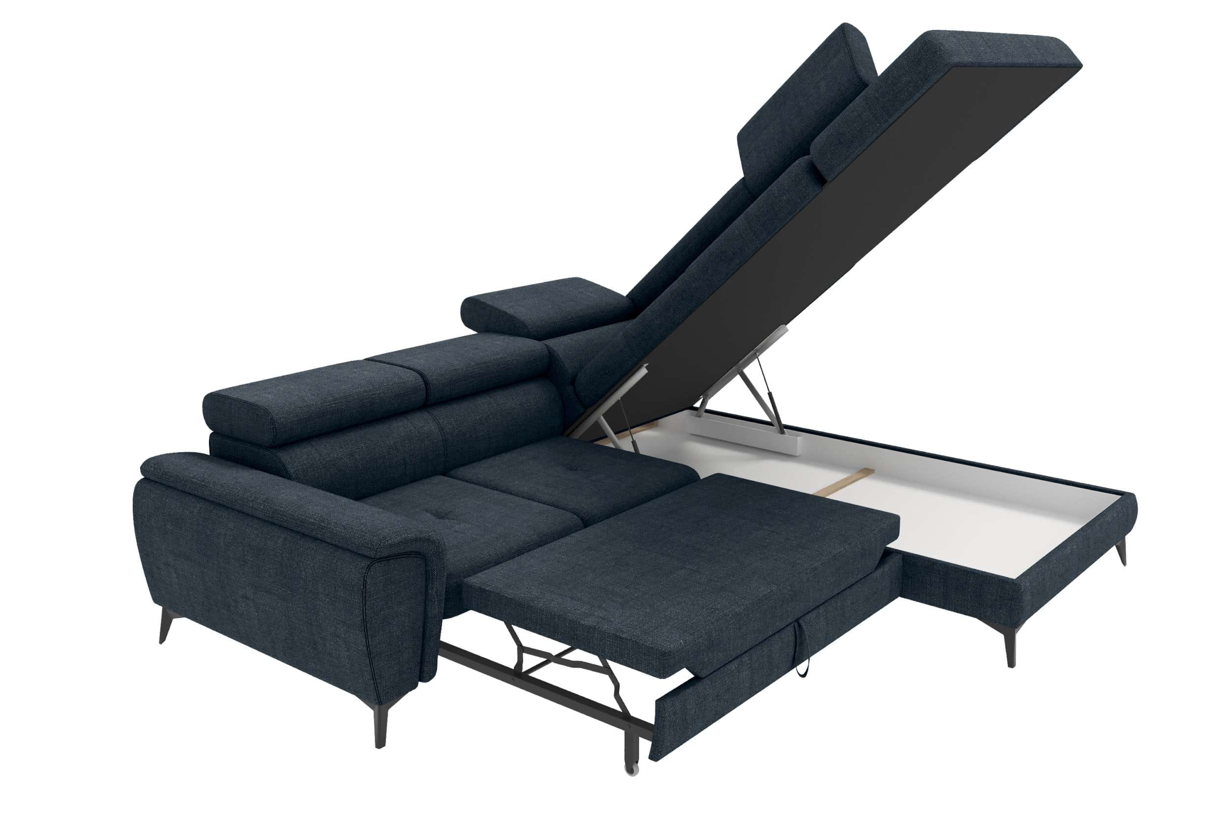 Couch Zento L Form in Stoff dunkelblau