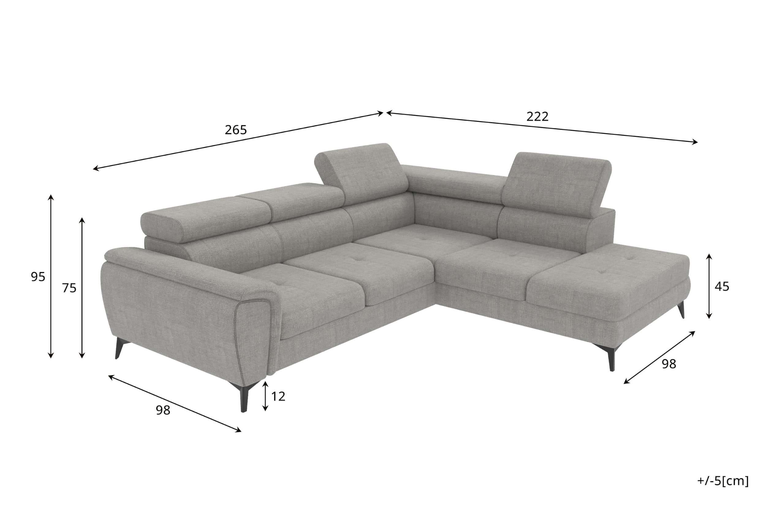 Couch Zento L Form in Stoff dunkelblau