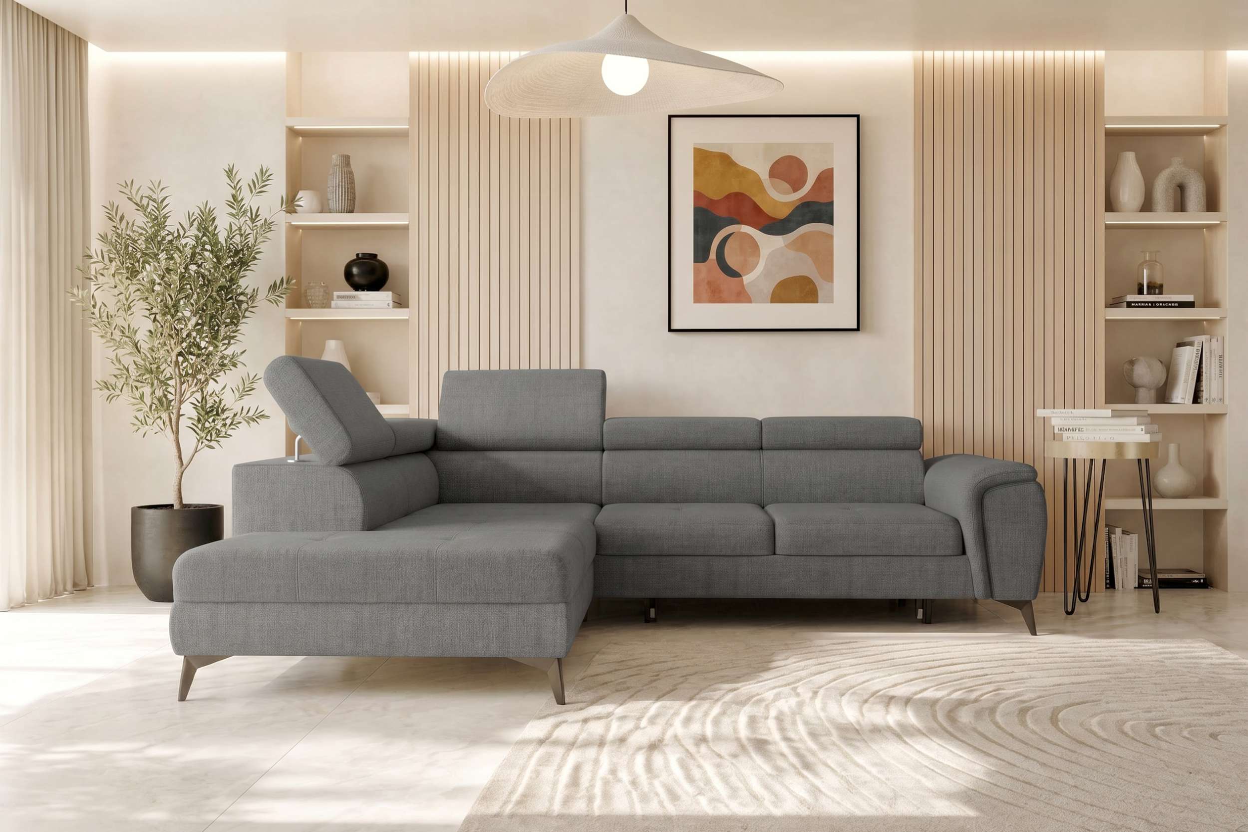 Couch Zento L-Form in Stoff Grau