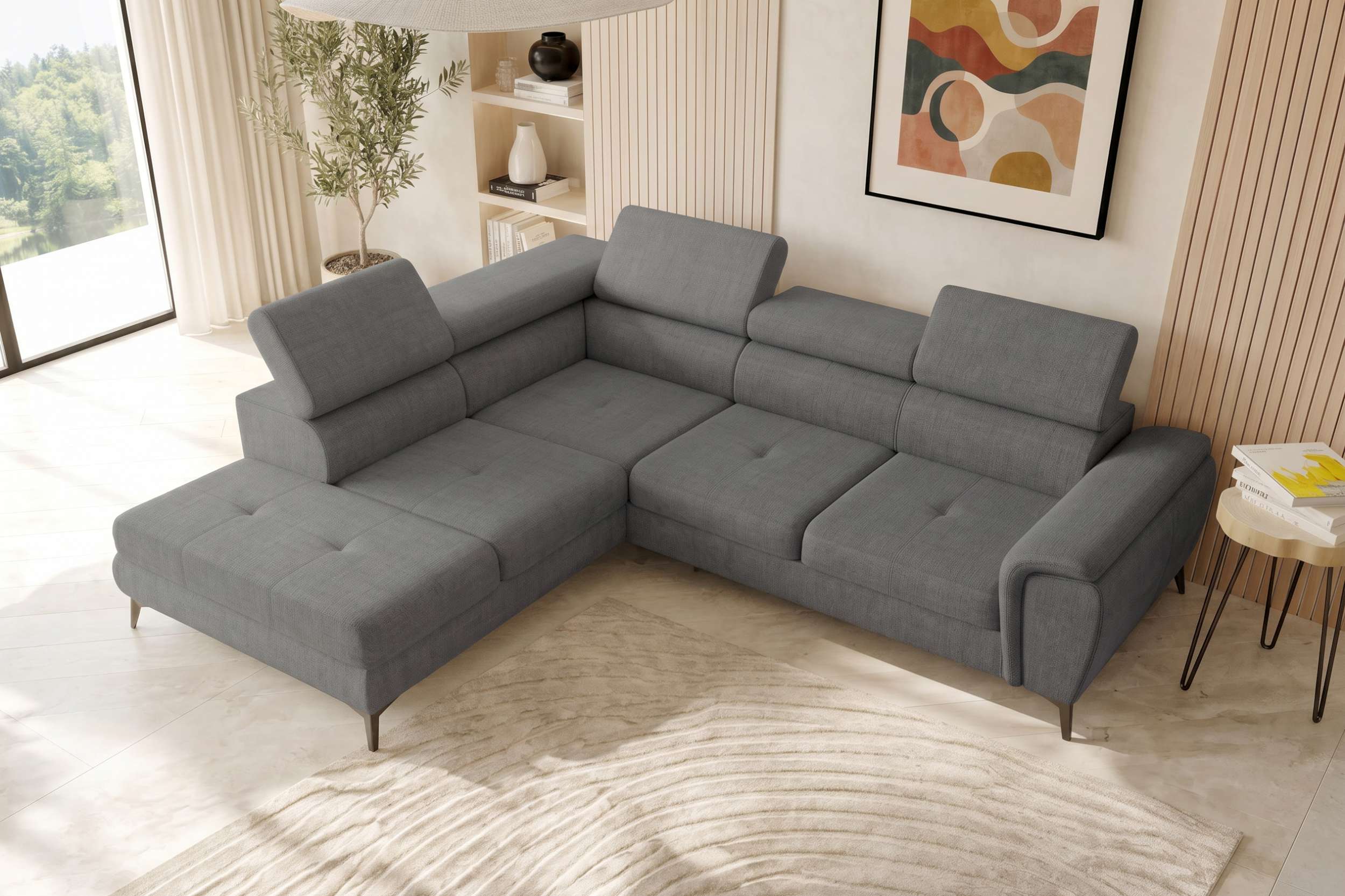 Couch Zento L-Form in Stoff Grau