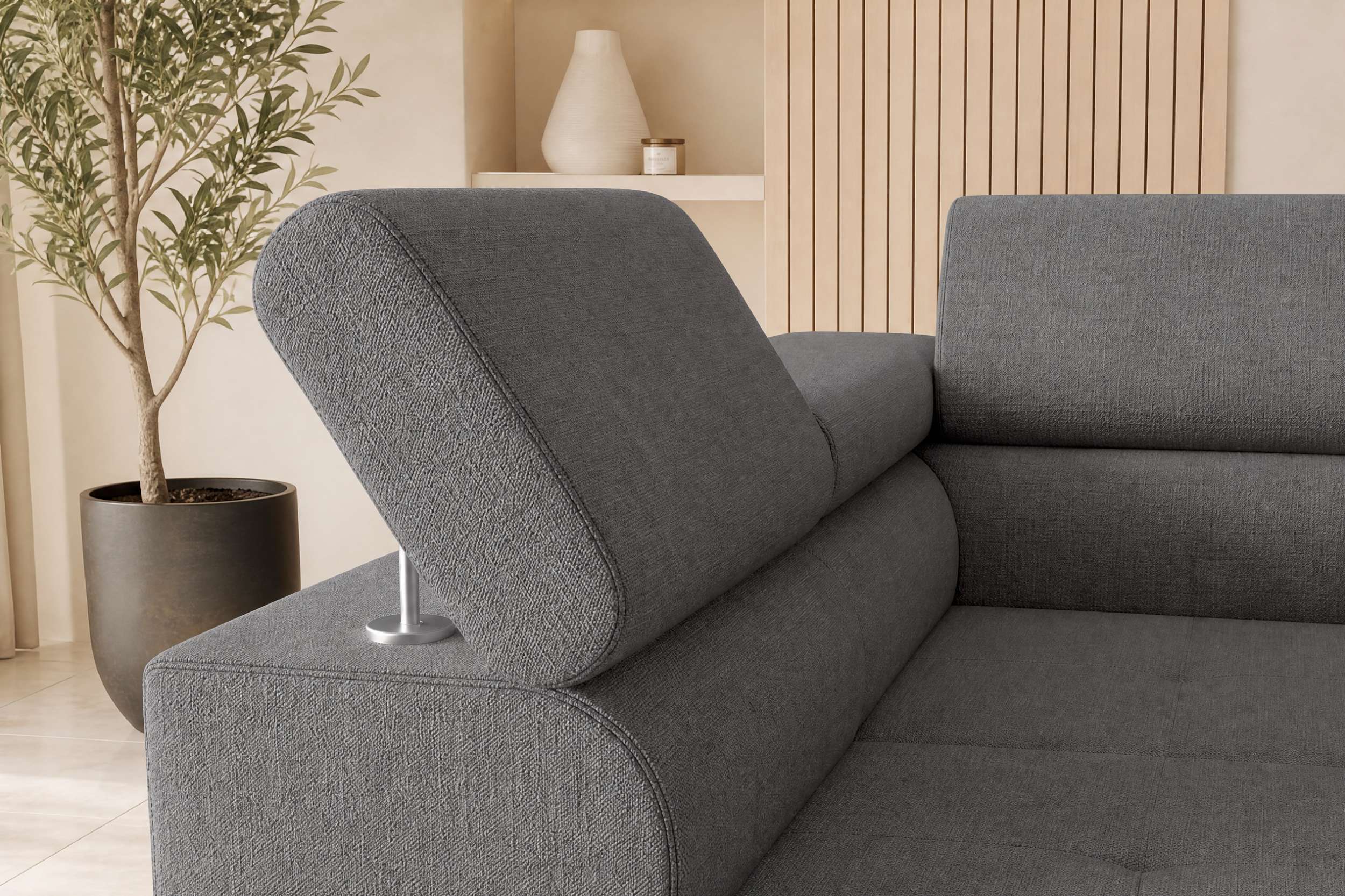 Couch Zento L-Form in Stoff Grau