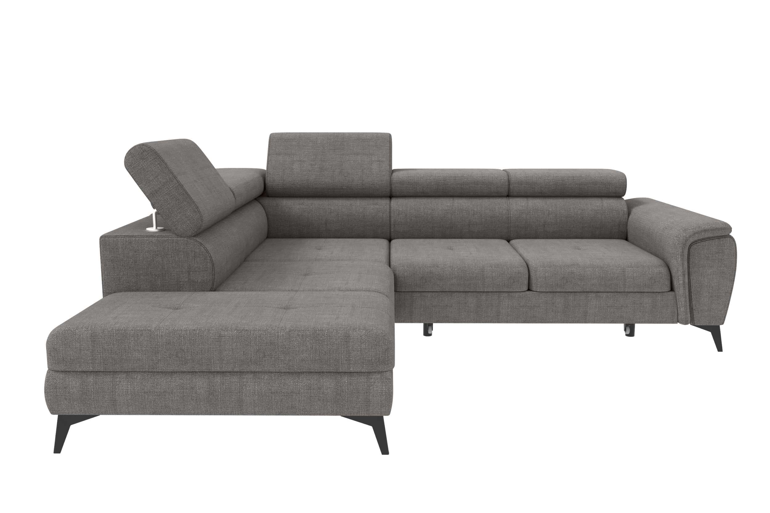 Couch Zento L-Form in Stoff Grau
