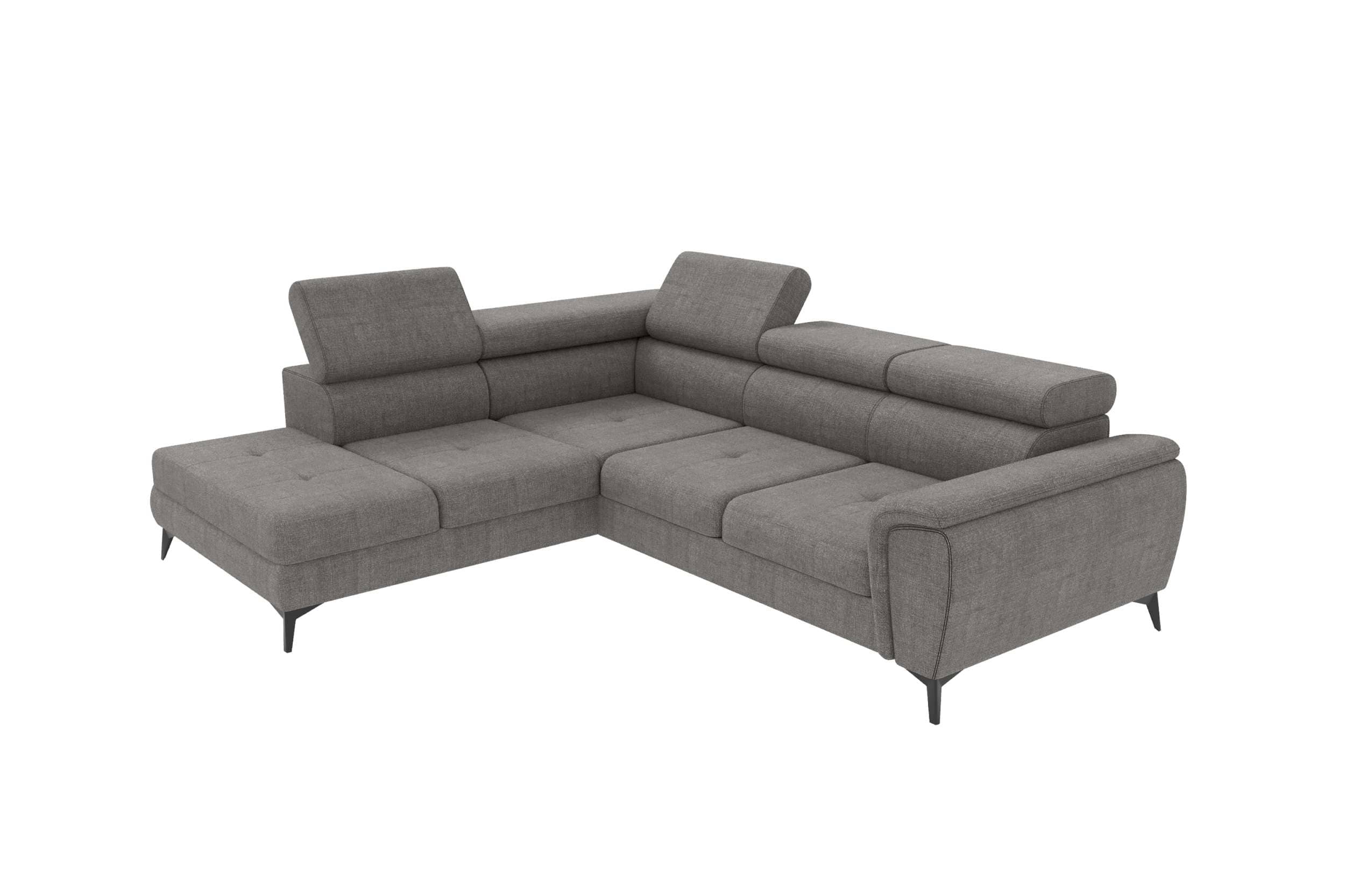 Couch Zento L-Form in Stoff Grau