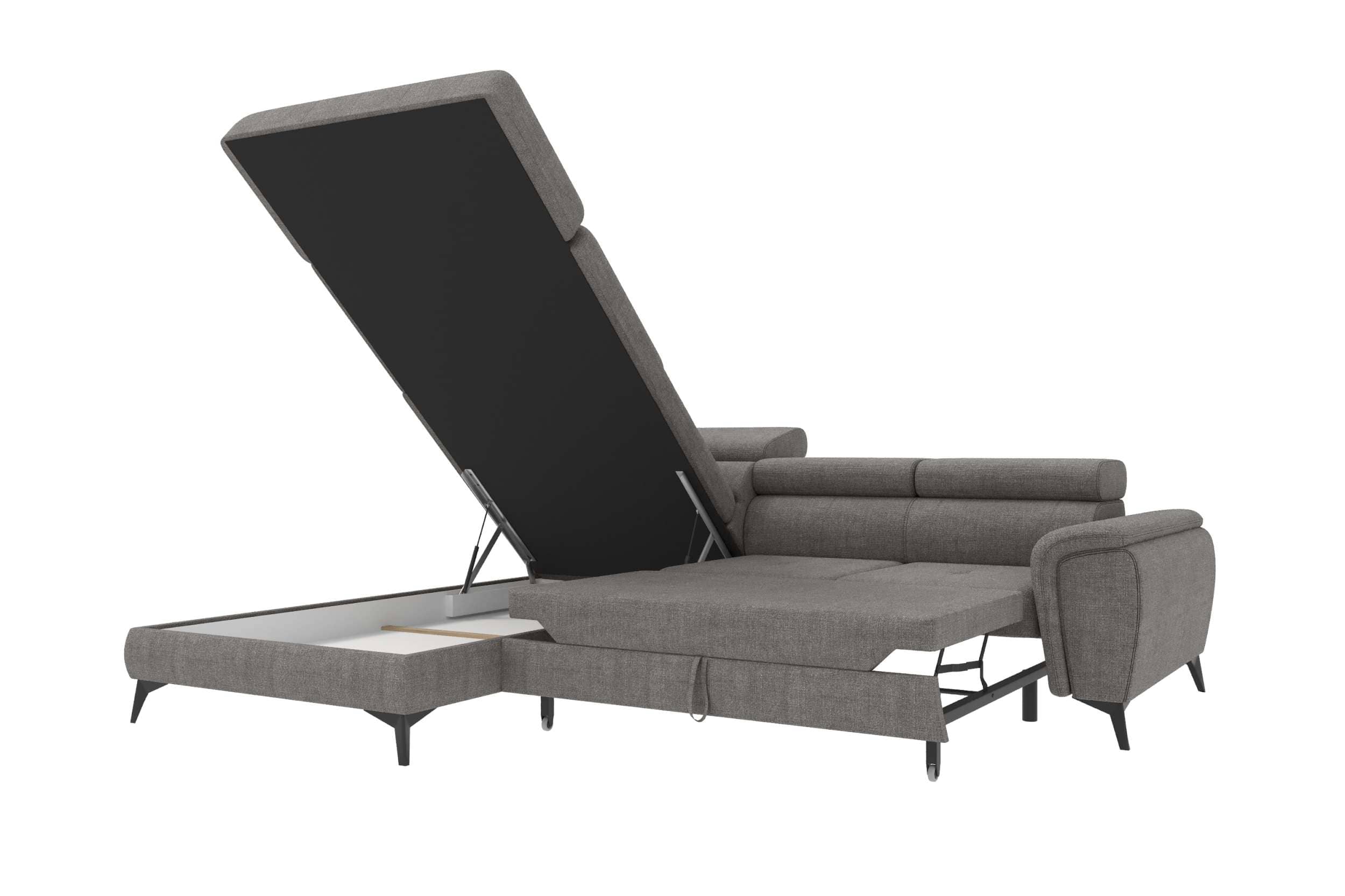 Couch Zento L-Form in Stoff Grau