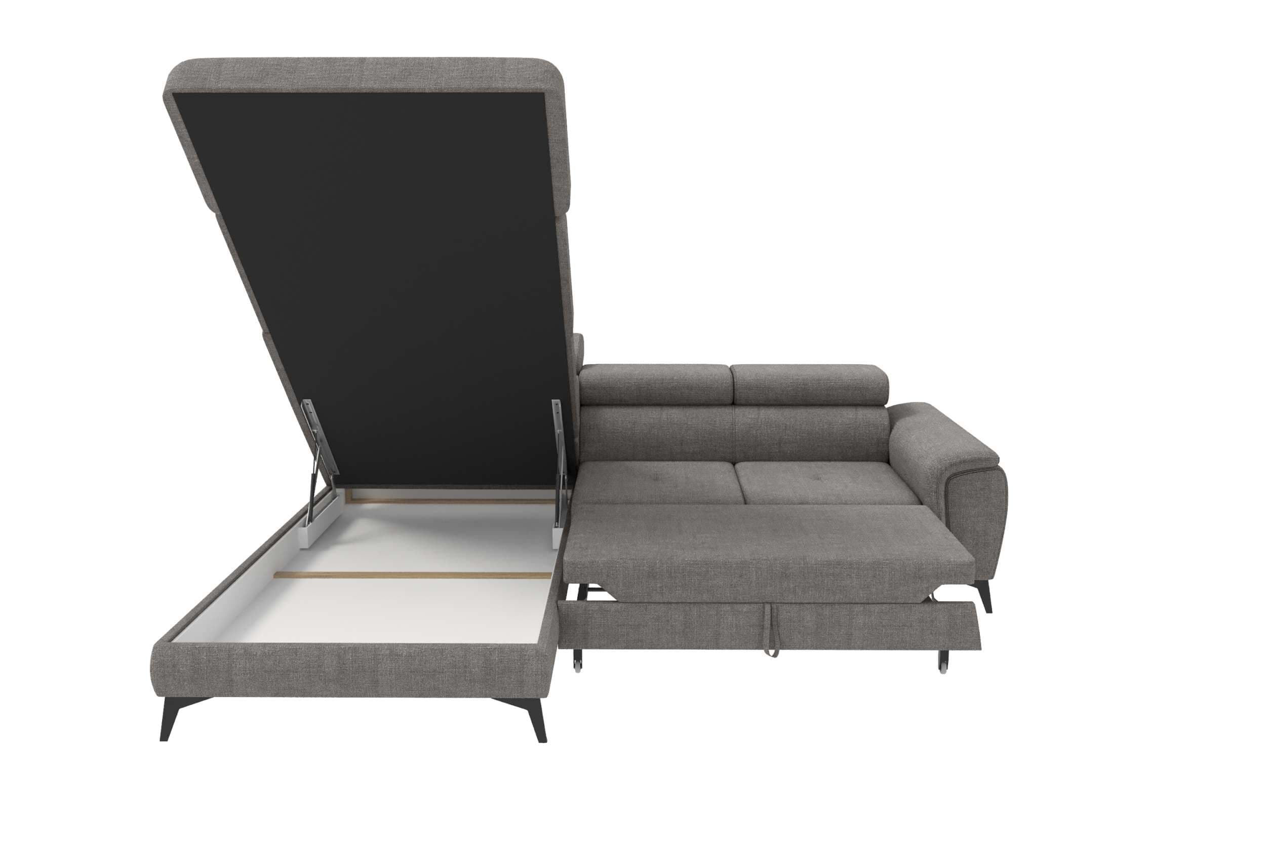 Couch Zento L-Form in Stoff Grau