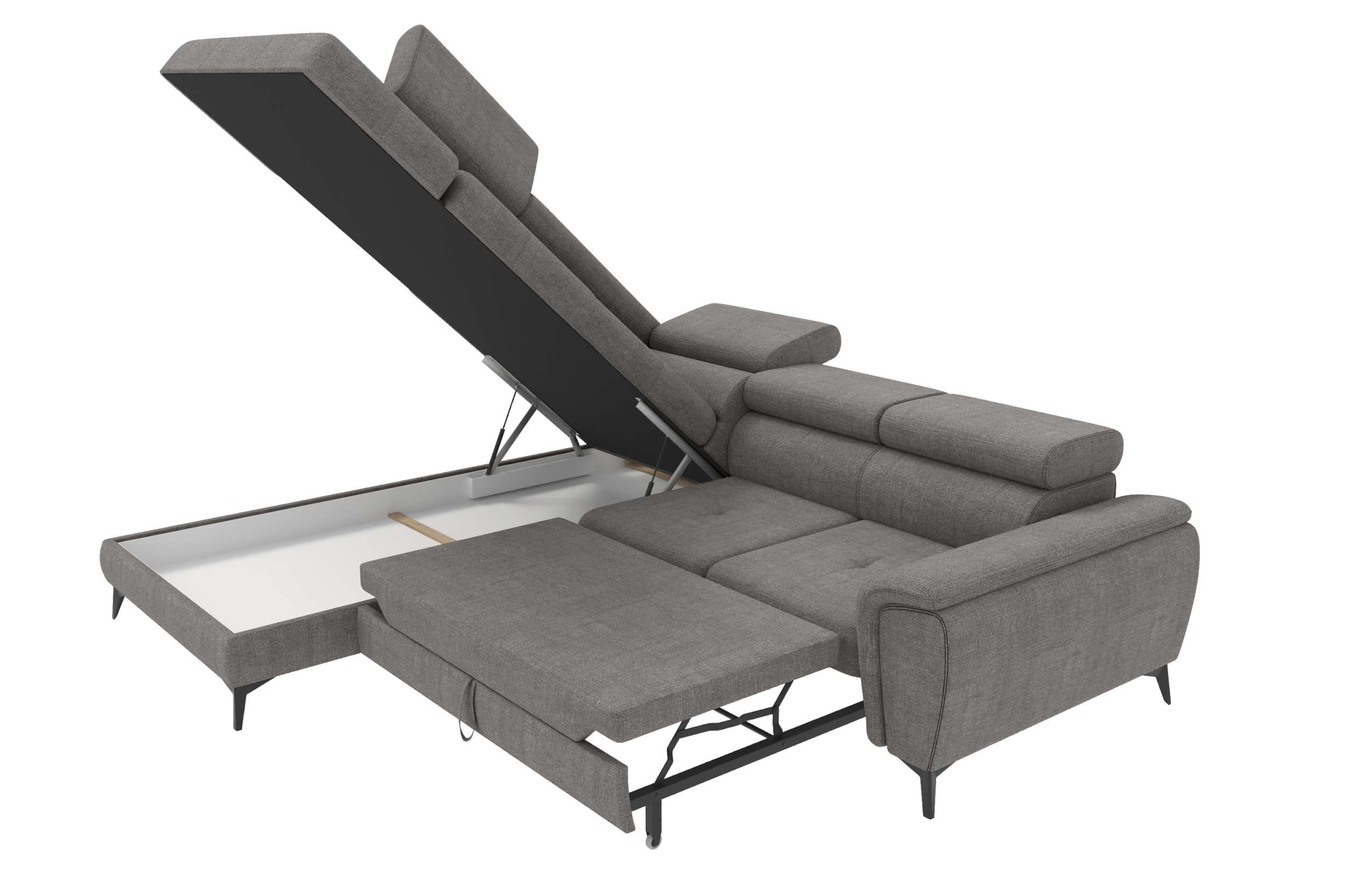 Couch Zento L-Form in Stoff Grau