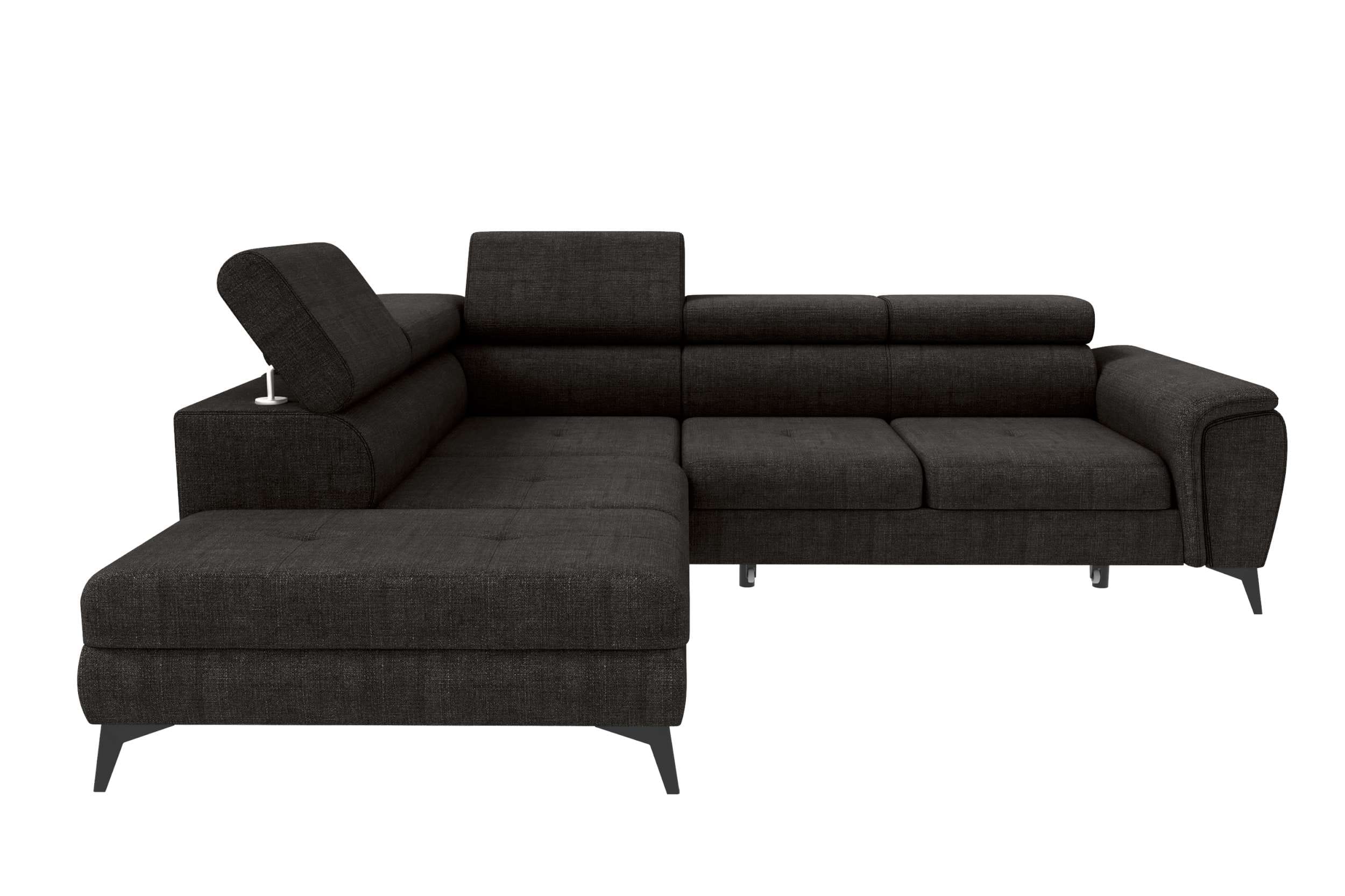 Couch Zento L-Form in Stoff Schwarz