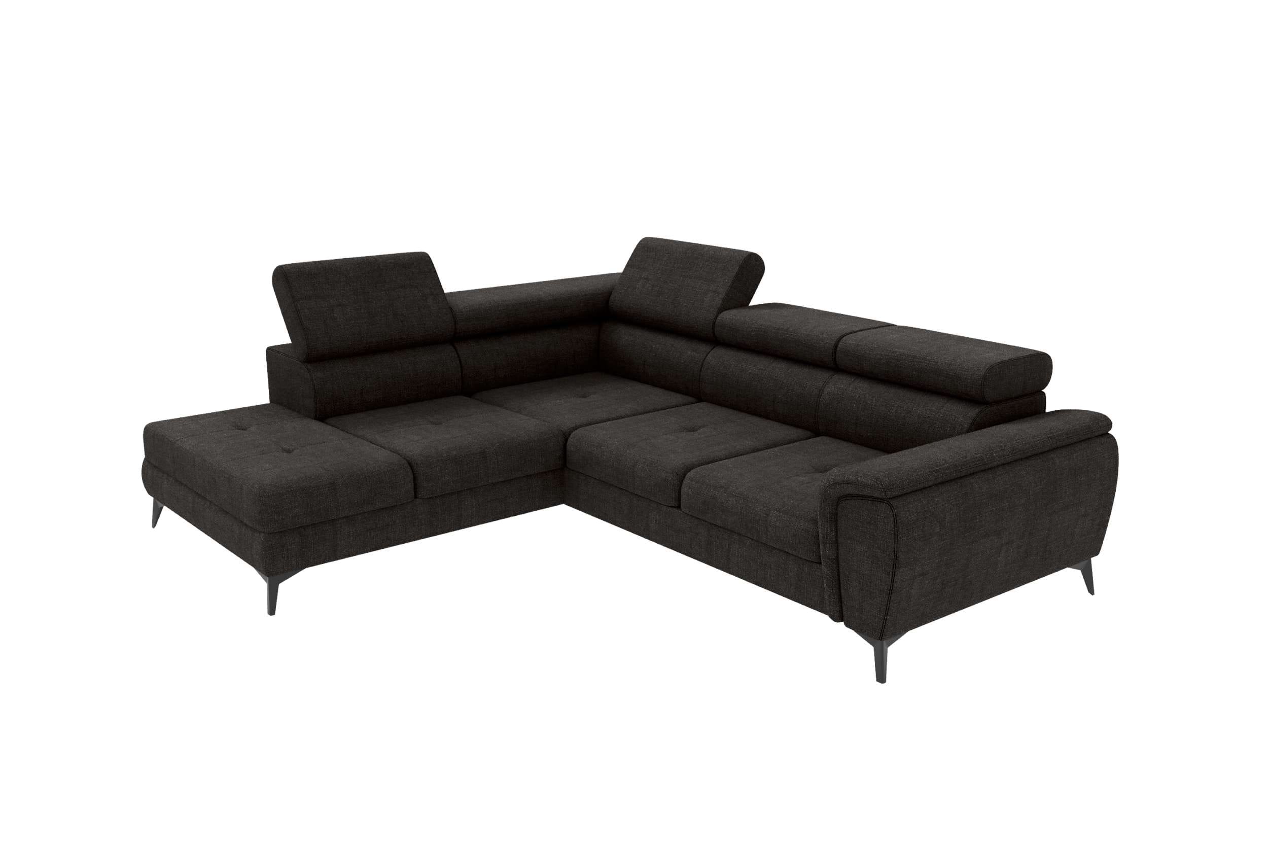 Couch Zento L-Form in Stoff Schwarz