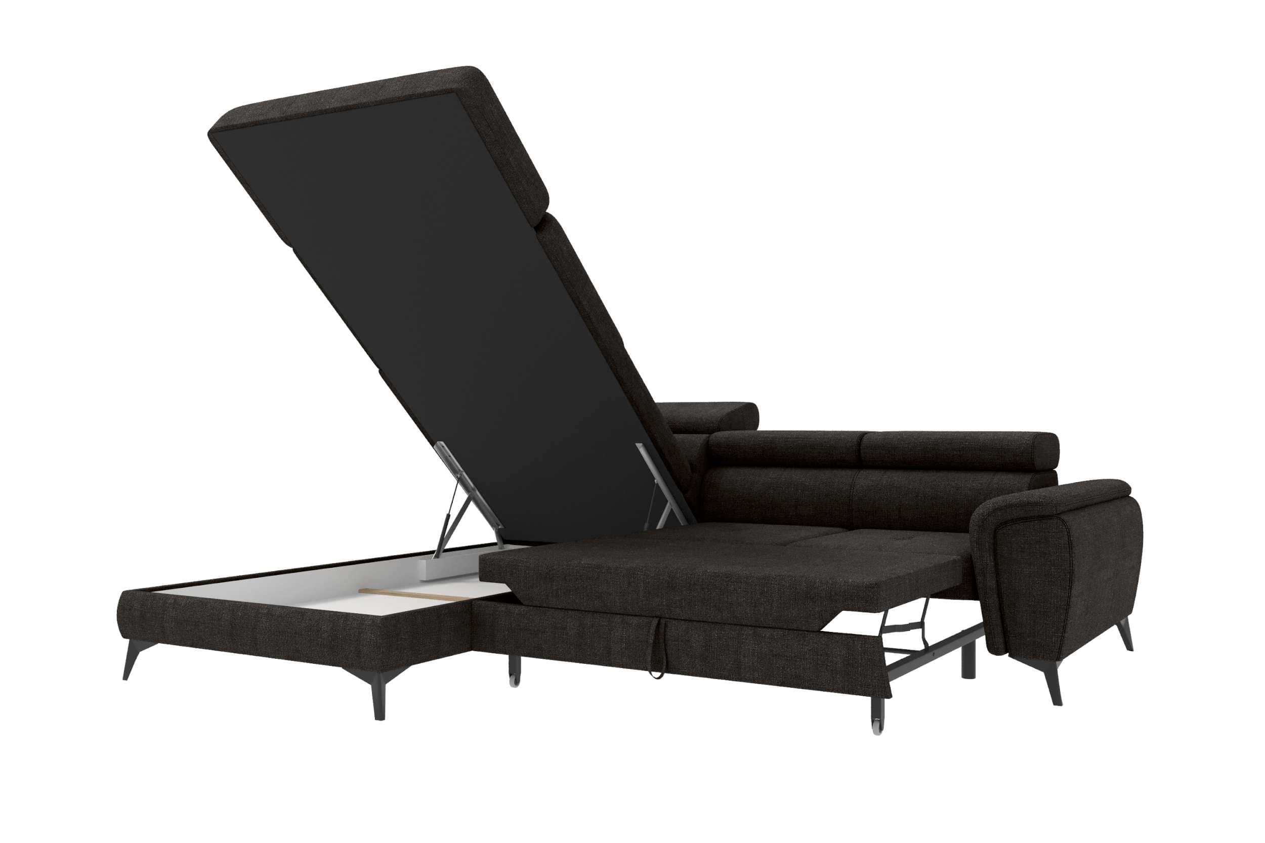 Couch Zento L-Form in Stoff Schwarz