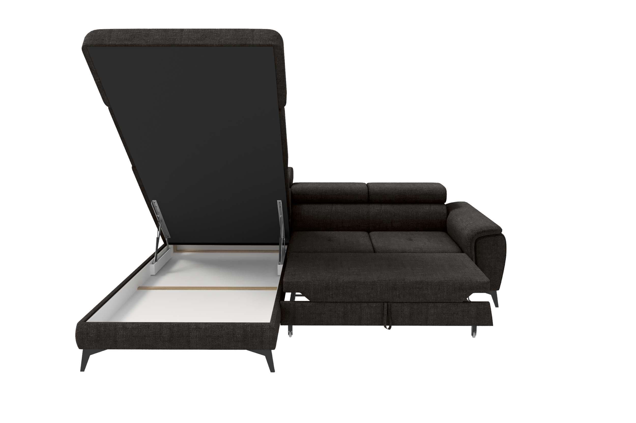 Couch Zento L-Form in Stoff Schwarz