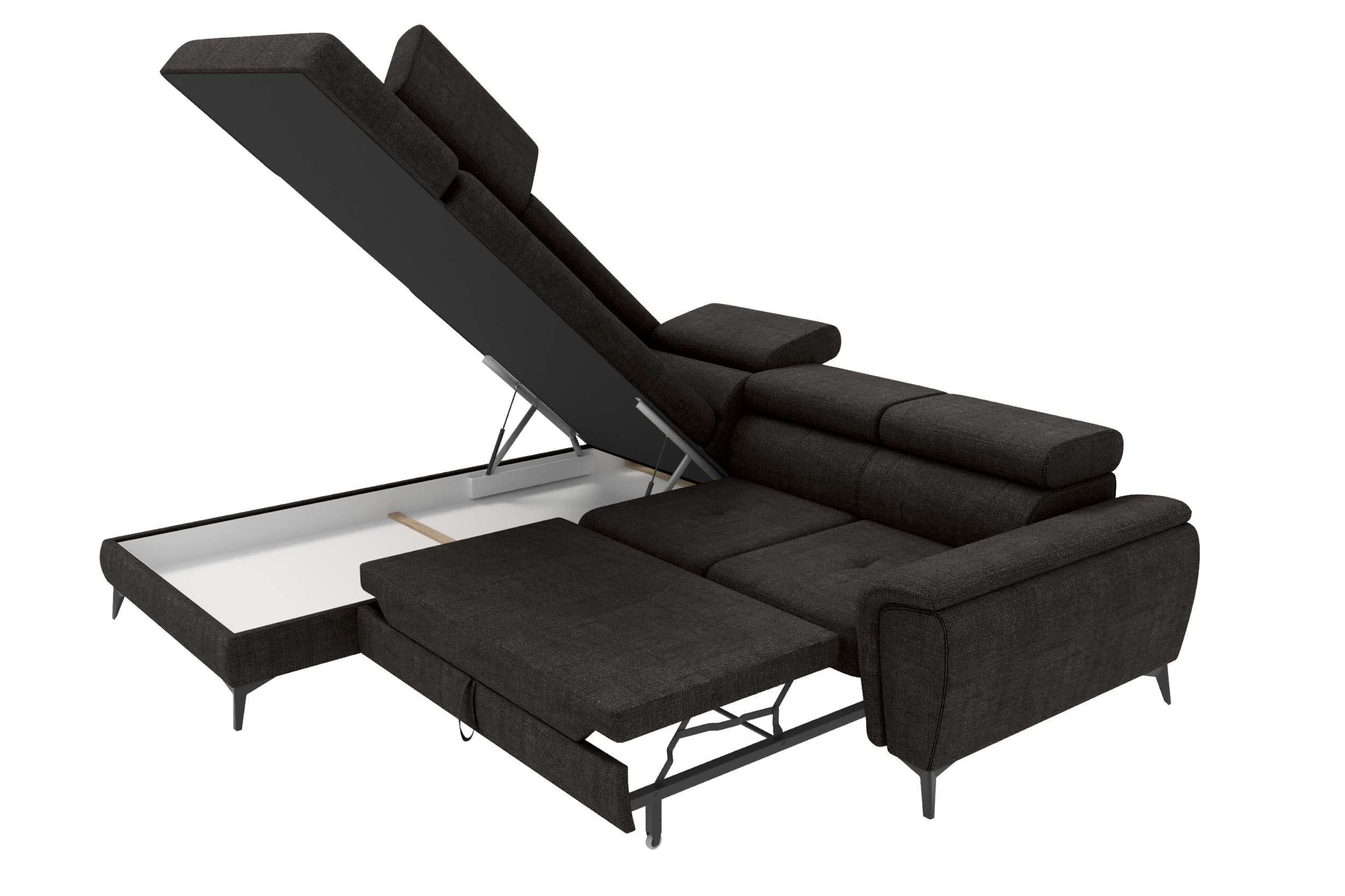 Couch Zento L-Form in Stoff Schwarz